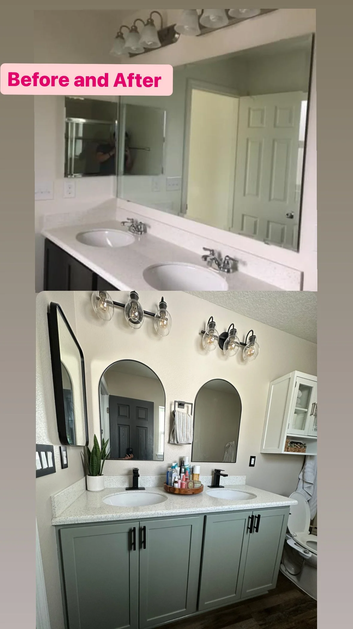 Before and After of a Bathroom renovation we completed in Hunters Ridge Ormond Beach Florida