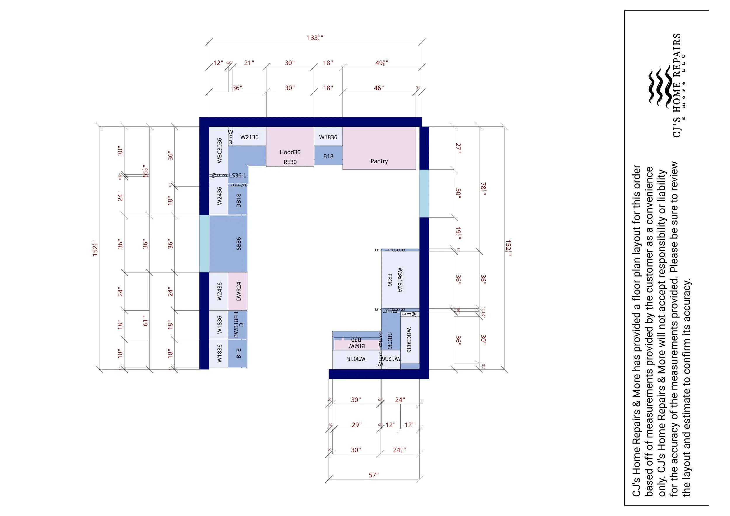 A detailed blueprint of a home floor plan with room measurements, labels, and architectural details.