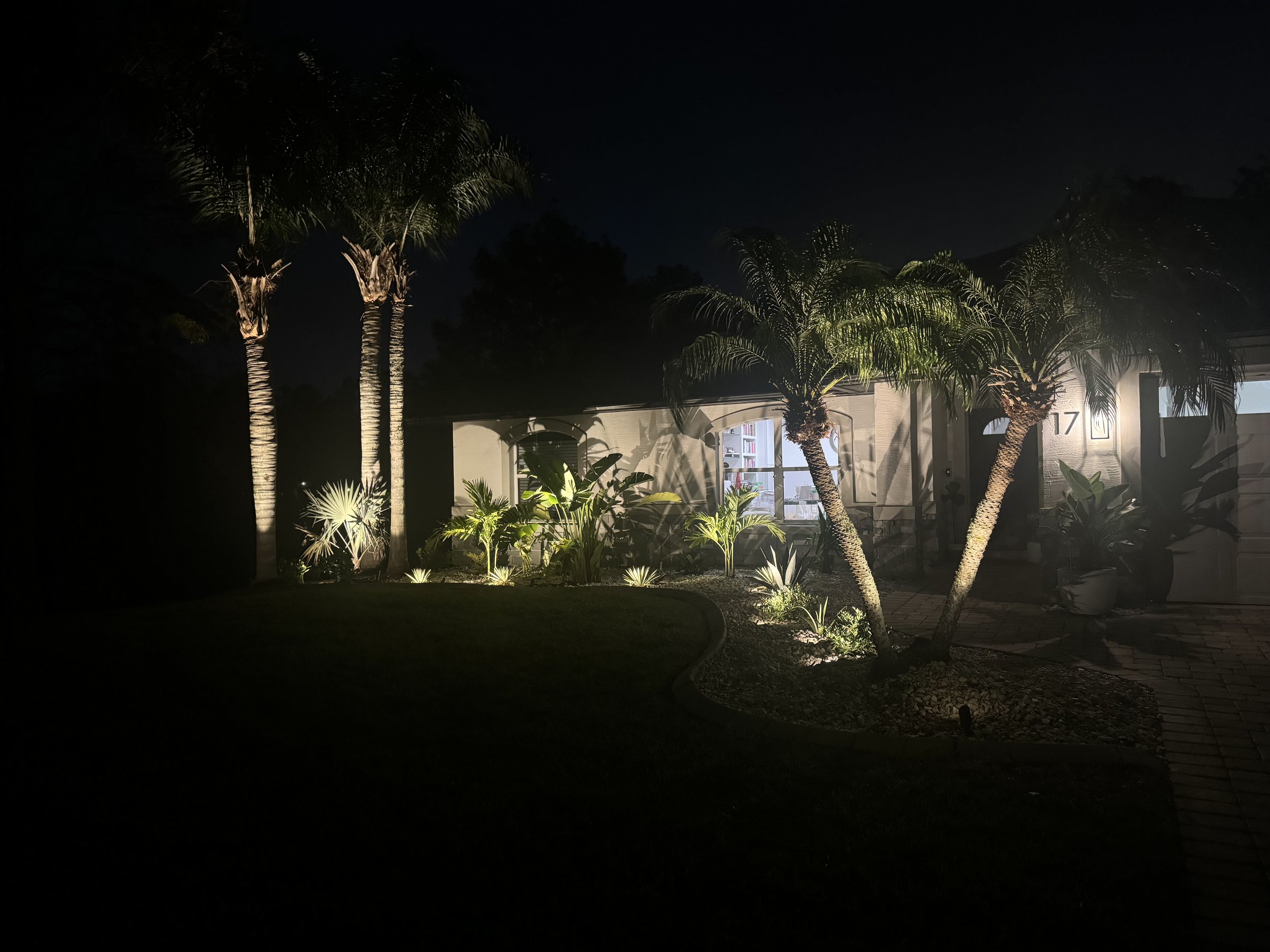 Custom LED Landscape lighting installation in Ormond Beach Florida that we completed in 2024. A Low voltage system that is smart phone contraoled and other smart integrations with an outstanding warranty for materials. 