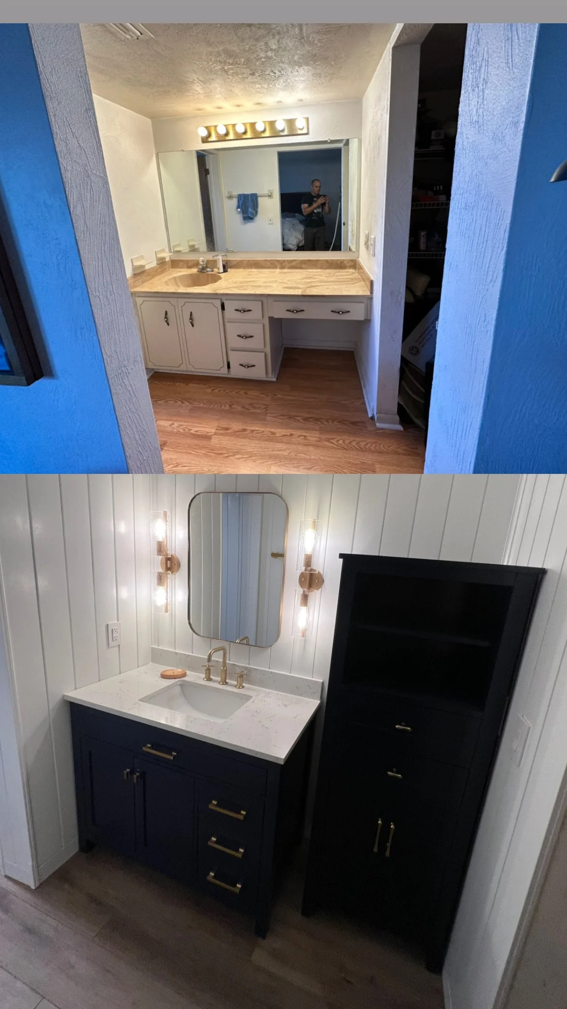 Before and after of Bathroom Renovation in South Daytona Florida