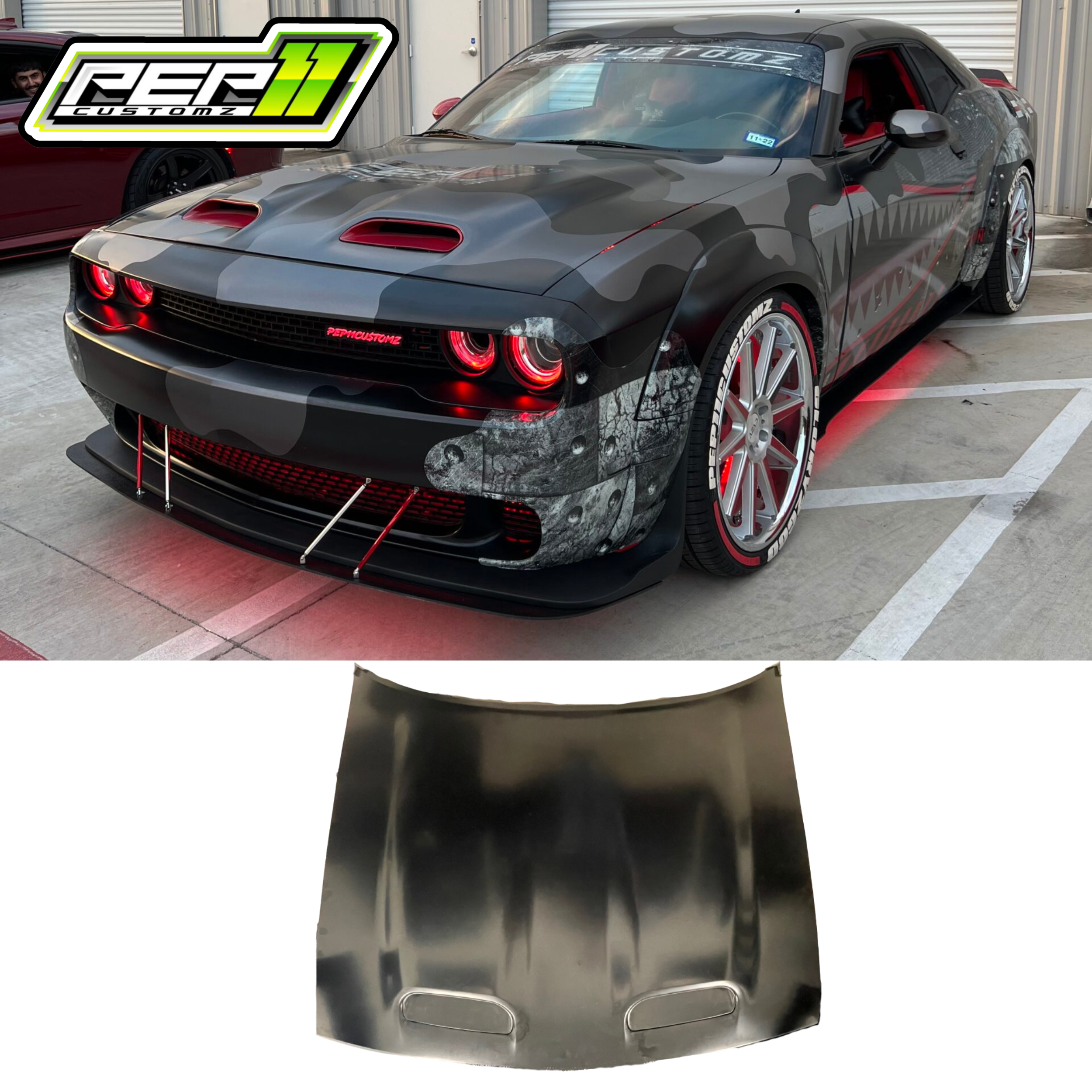 Challenger Redeye Style Aluminum Hood *WE DO NOT SHIP HOODS OR BUMPERS; PICKUP FROM OUR SHOP LOCATIONS ONLY*