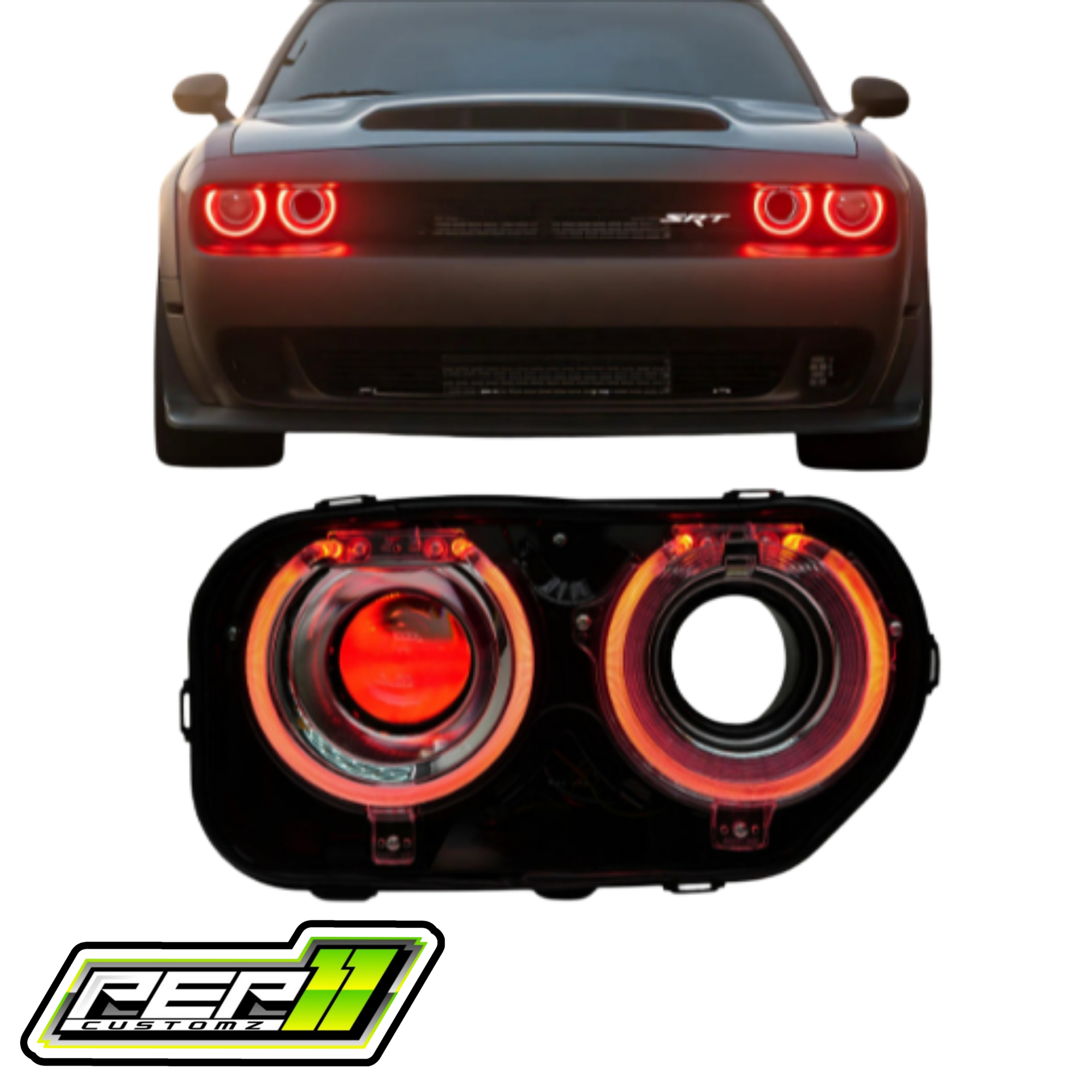 Dodge Challenger Multicolor Headlights with RGBW Demon Eyes 2015-2023