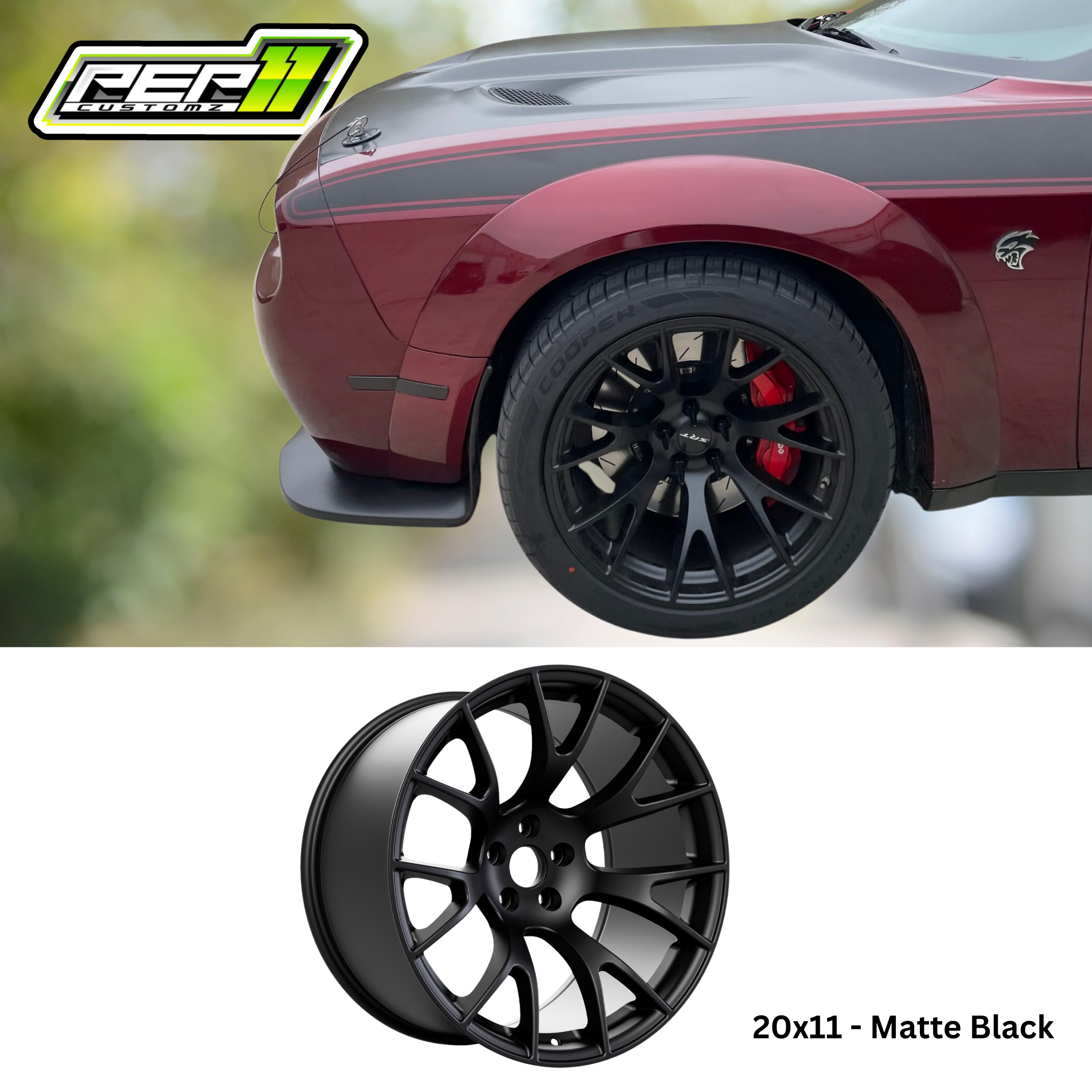 Original Hellcat Style Widebody Matte Silver Wheel (20″x11″, -2.5 Offset, 5×115 Bolt Pattern
