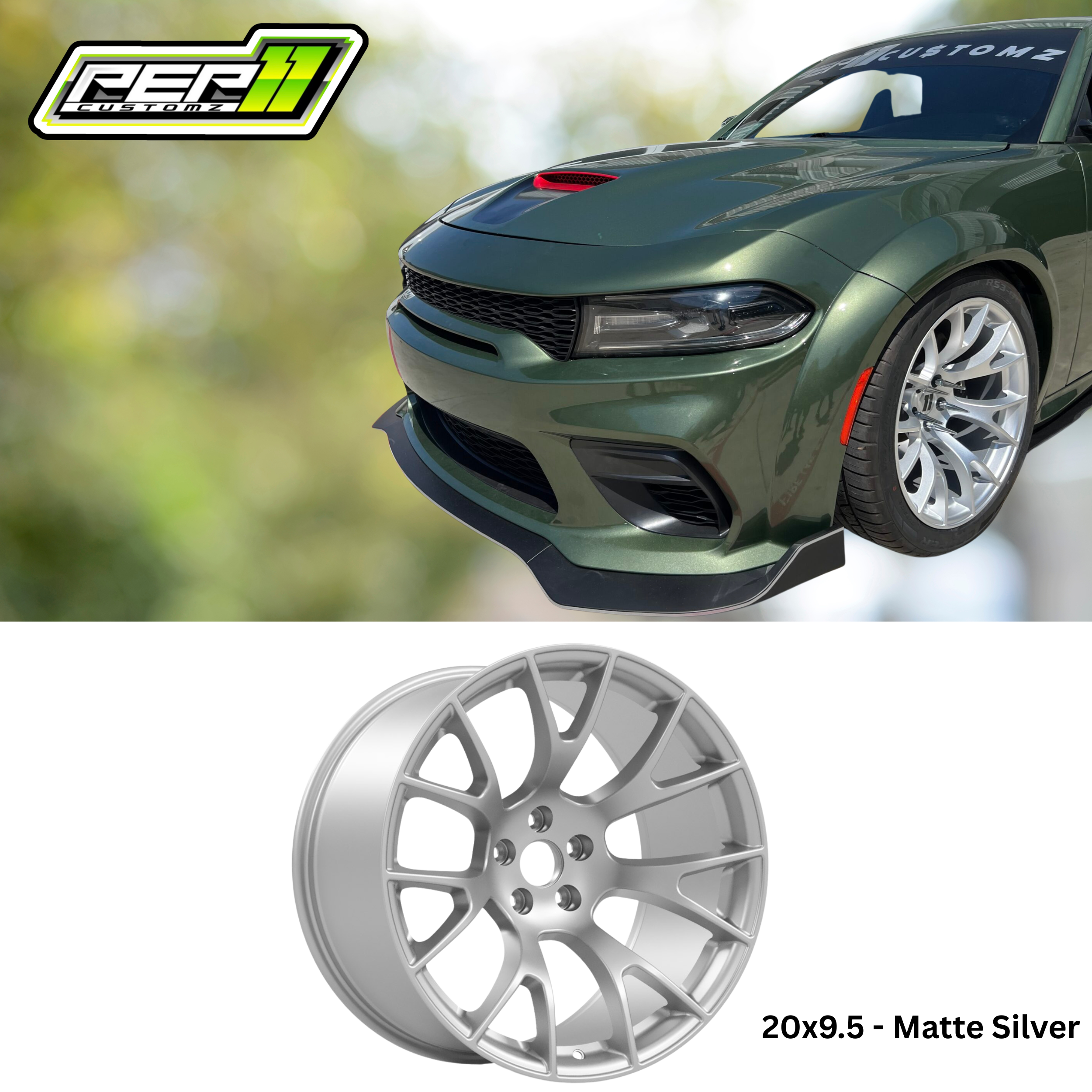 Original Hellcat Style Widebody Matte Silver Wheel Rim (20″x11″, -2.5 Offset, 5×115 Bolt Pattern, 71.6 mm Hub