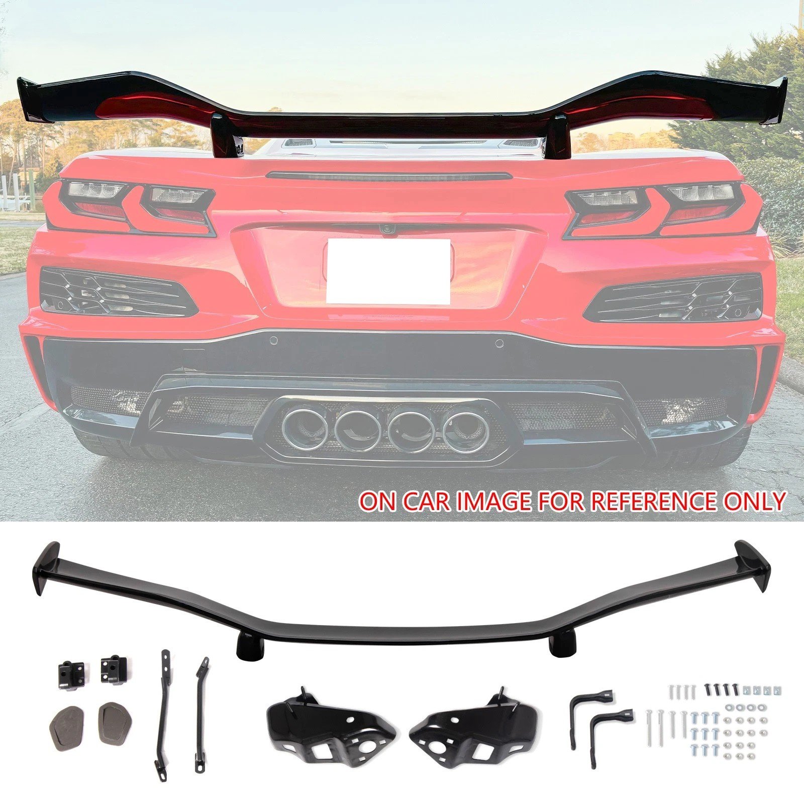Corvette C8 E-Ray Z06 ZR1 Z07 Pearl Black Trunk Spoiler Kit