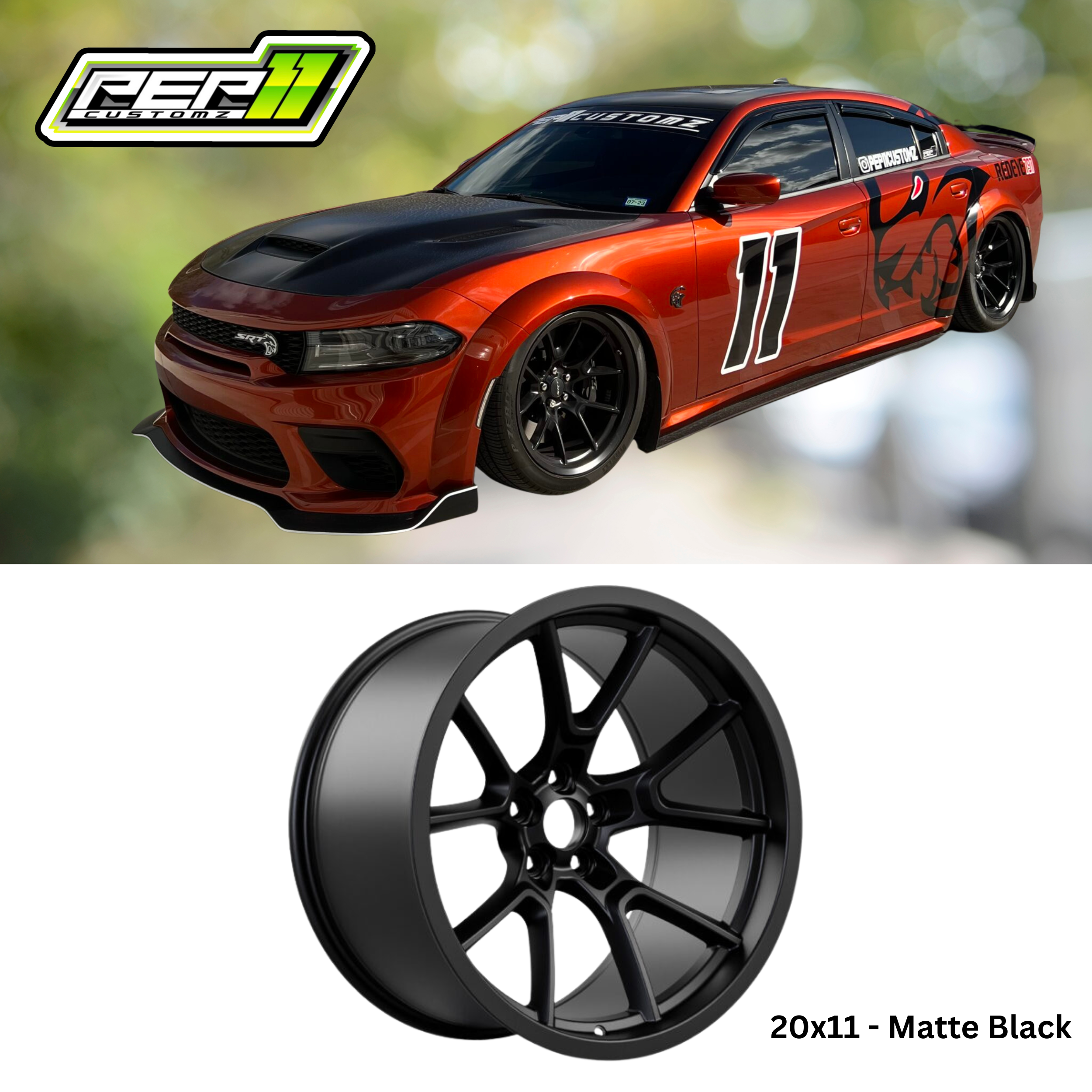 Redeye Style Widebody Matte Black Wheel (20″x11″, -2.5 Offset, 5×115 Bolt Pattern