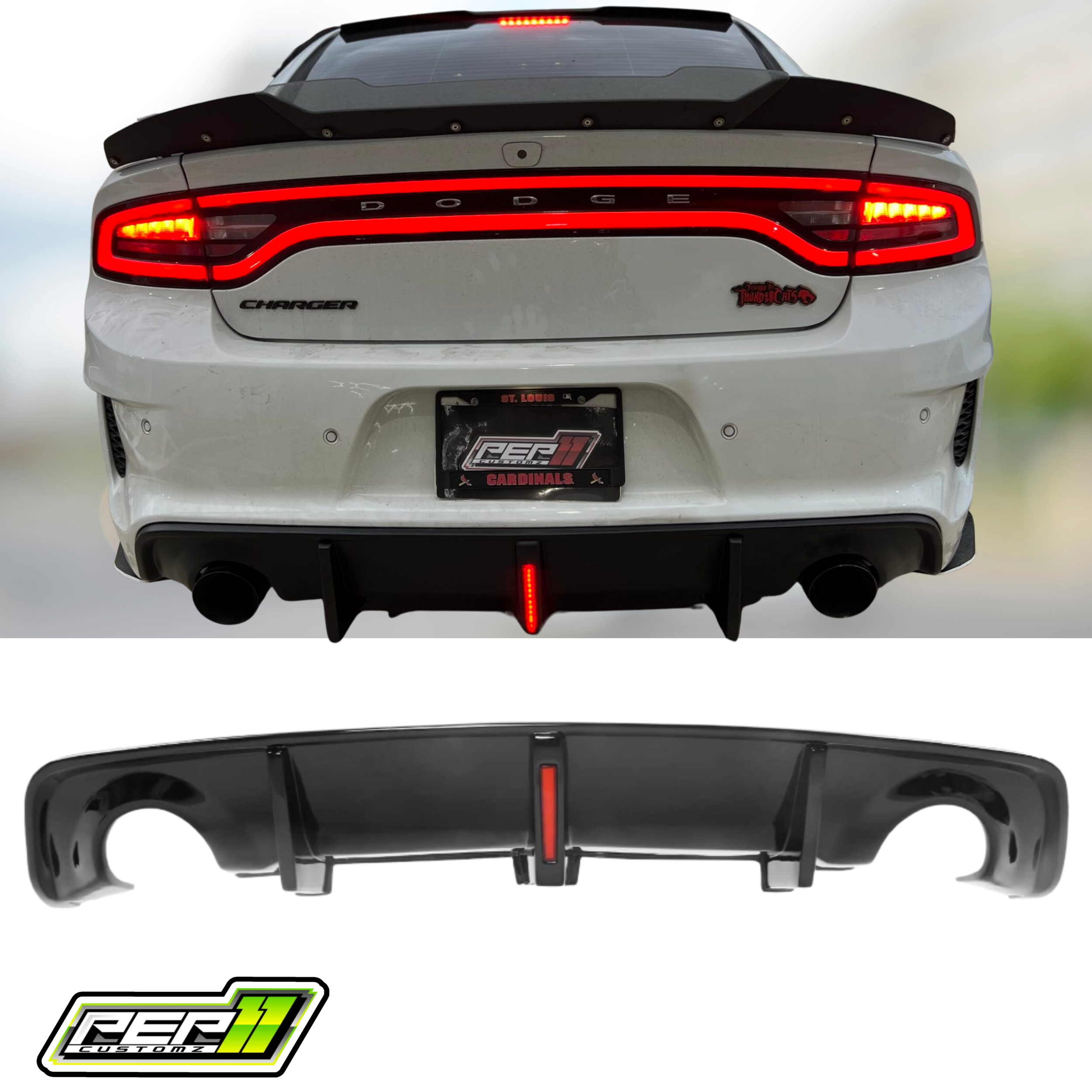 Dodge Charger Rear Diffuser w/ Brake Light - Wide Body Fit