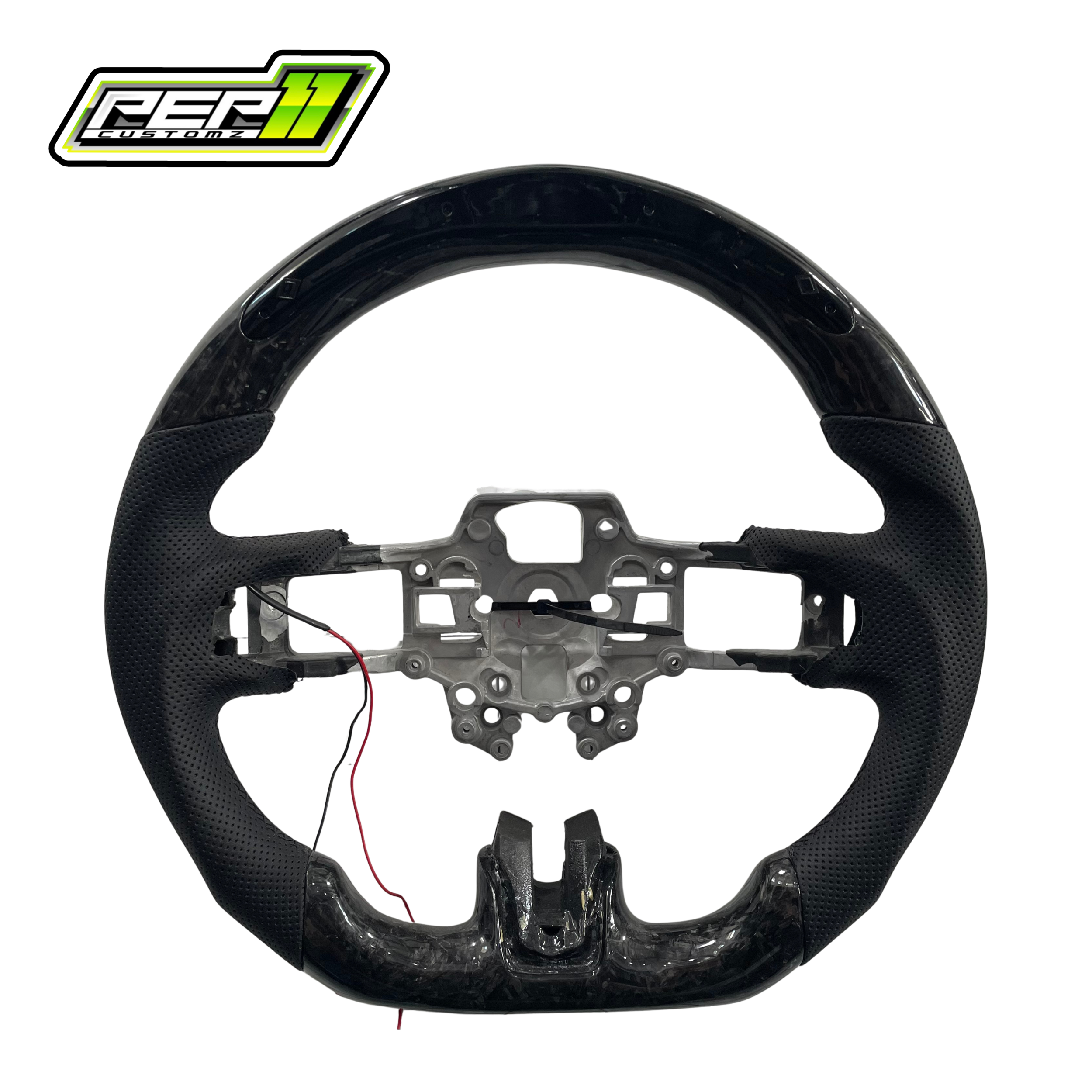 Mustang 2018-23 LED All Black Forged Carbon Fiber Steering Wheel