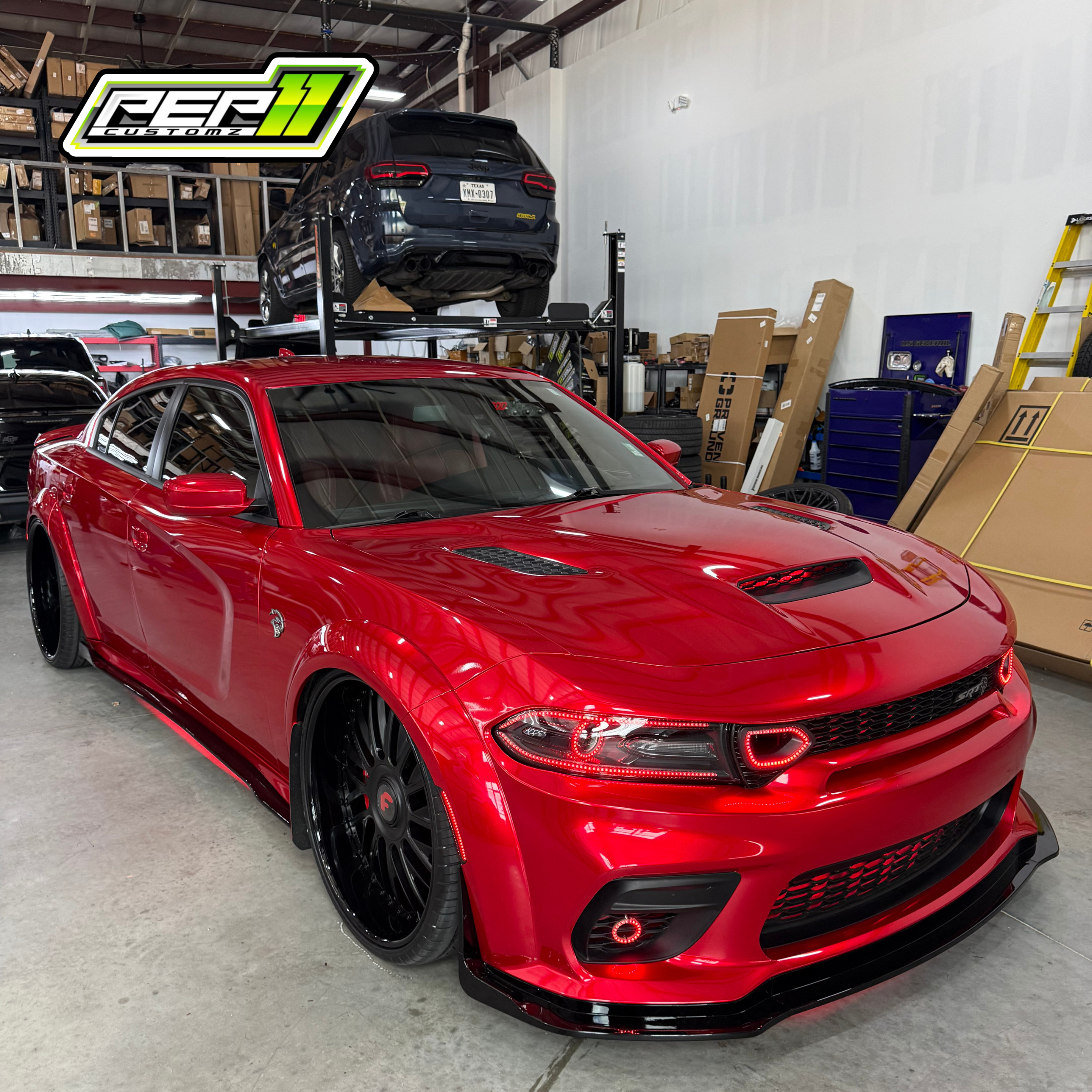 Dodge Charger Front Lip V2 H Style - Wide Body Fit Gloss Black