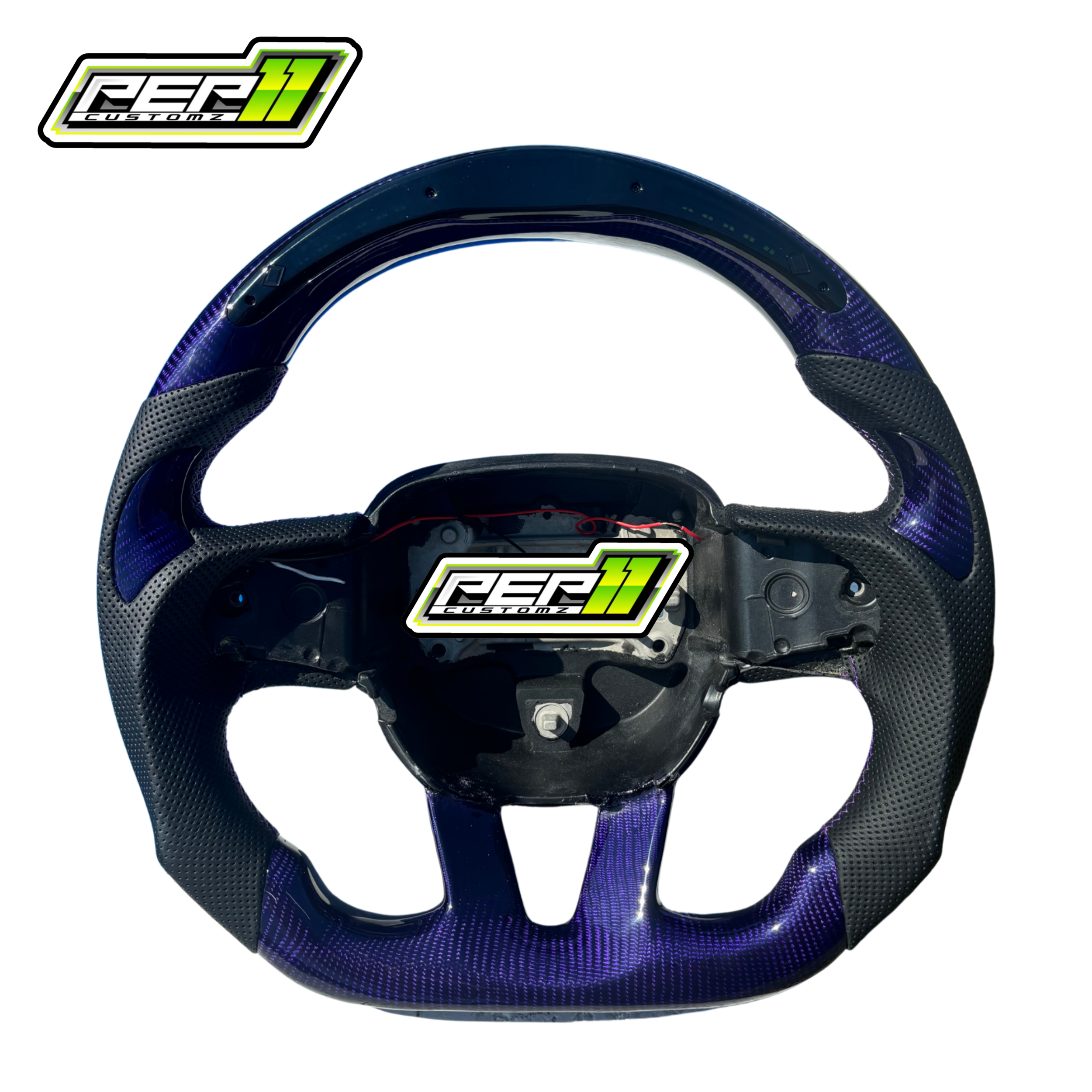 Dodge 2015+ LED Purple Carbon Fiber with Black Leather Steering Wheel (Copy)