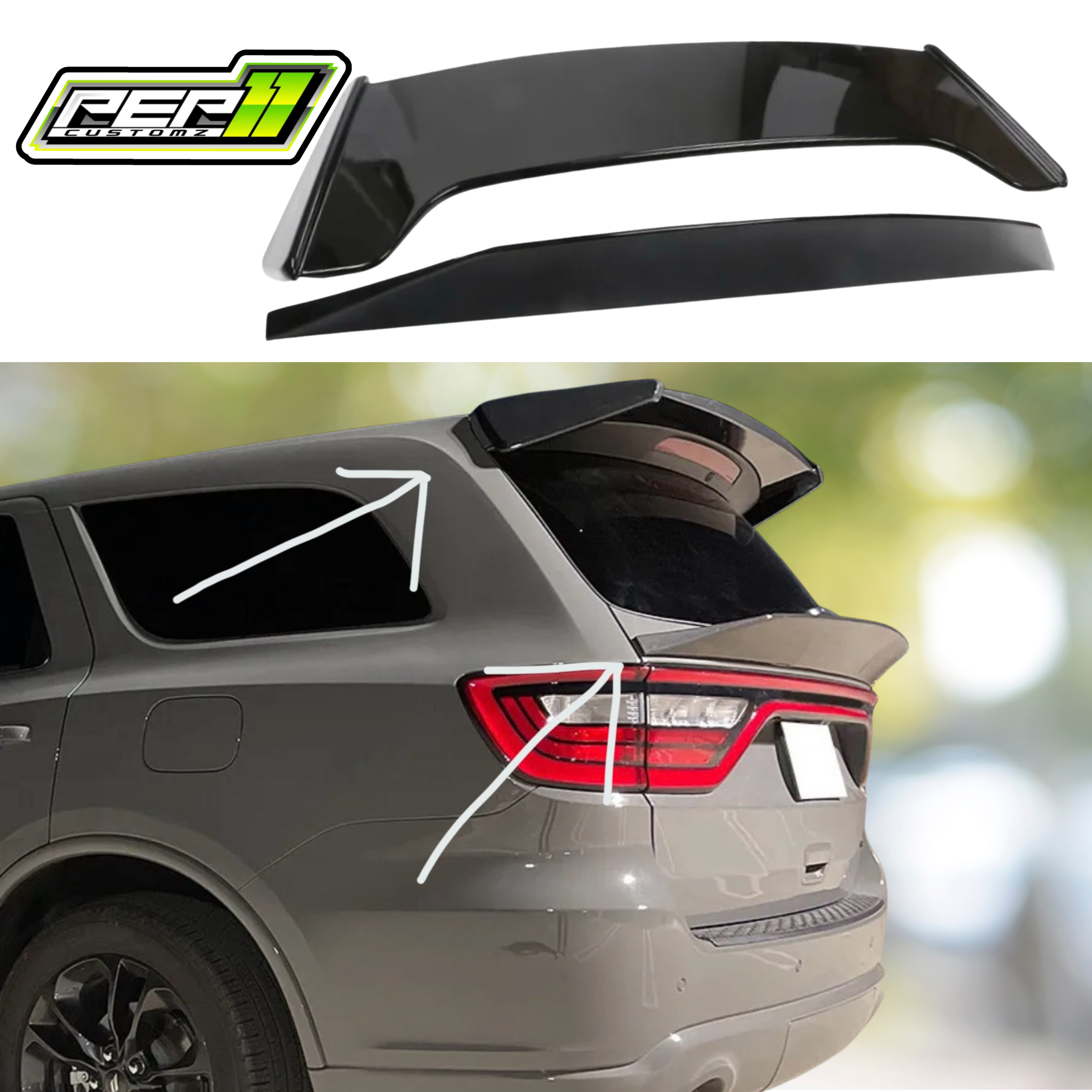 Durango Combo includes both Mid spoiler + Roof spoiler