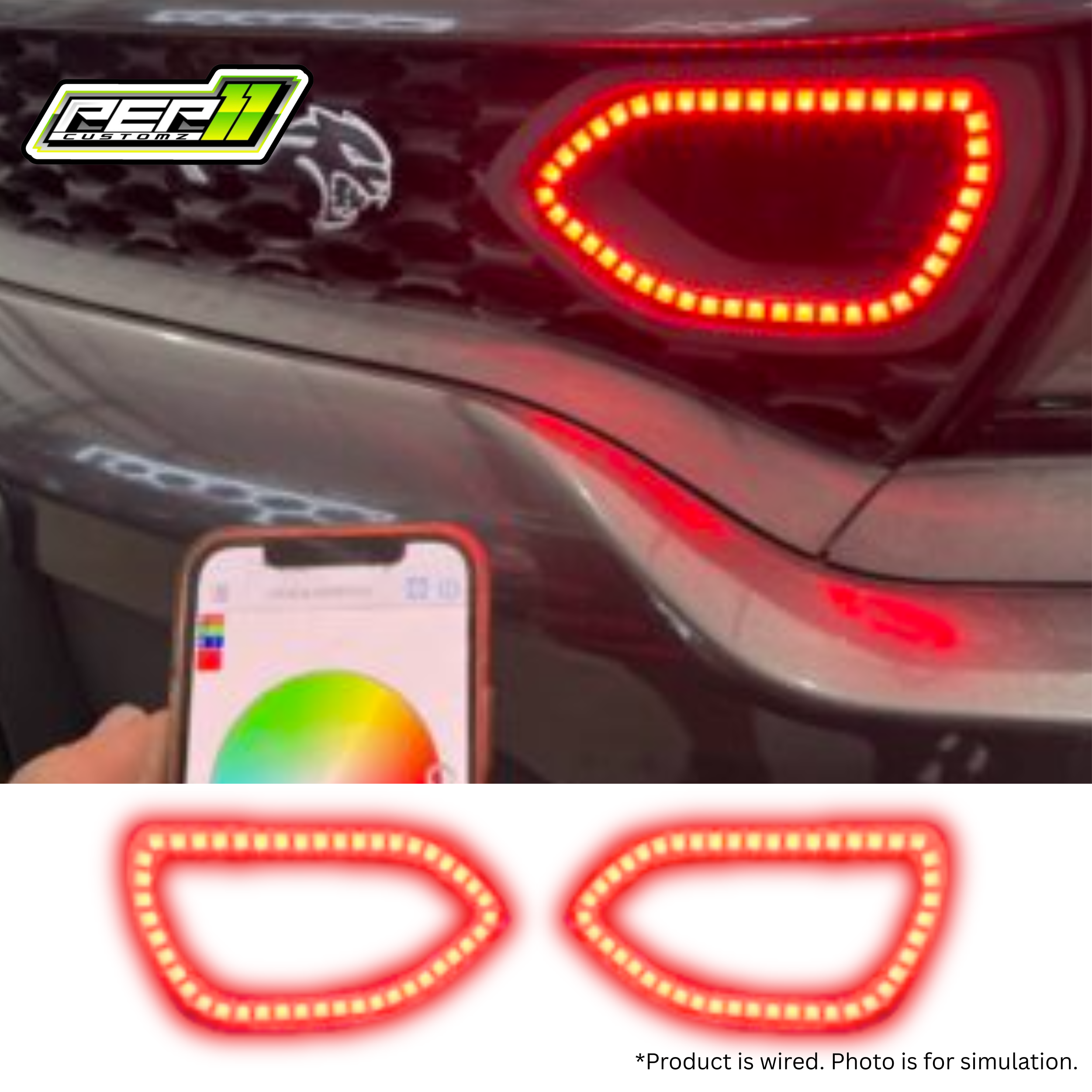 Dodge Charger RGB Led Snorkel Inserts-Bluetooth solid Color + Flow