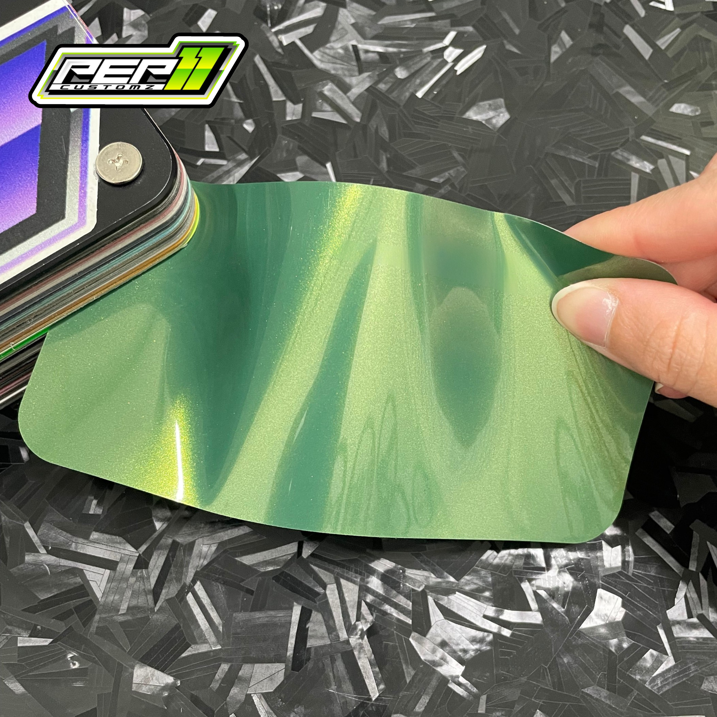 Super Gloss Aston Martin Iridescent Emerald Green - Pep11customz Vinyl Wrap Material (Price does NOT include installation.)