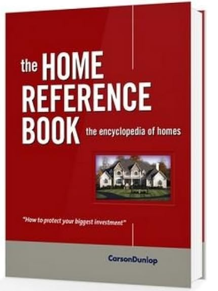 Book titled "The Home Reference Book: the encyclopedia of homes" by Carson Dunlop, with a red cover and an image of a house.