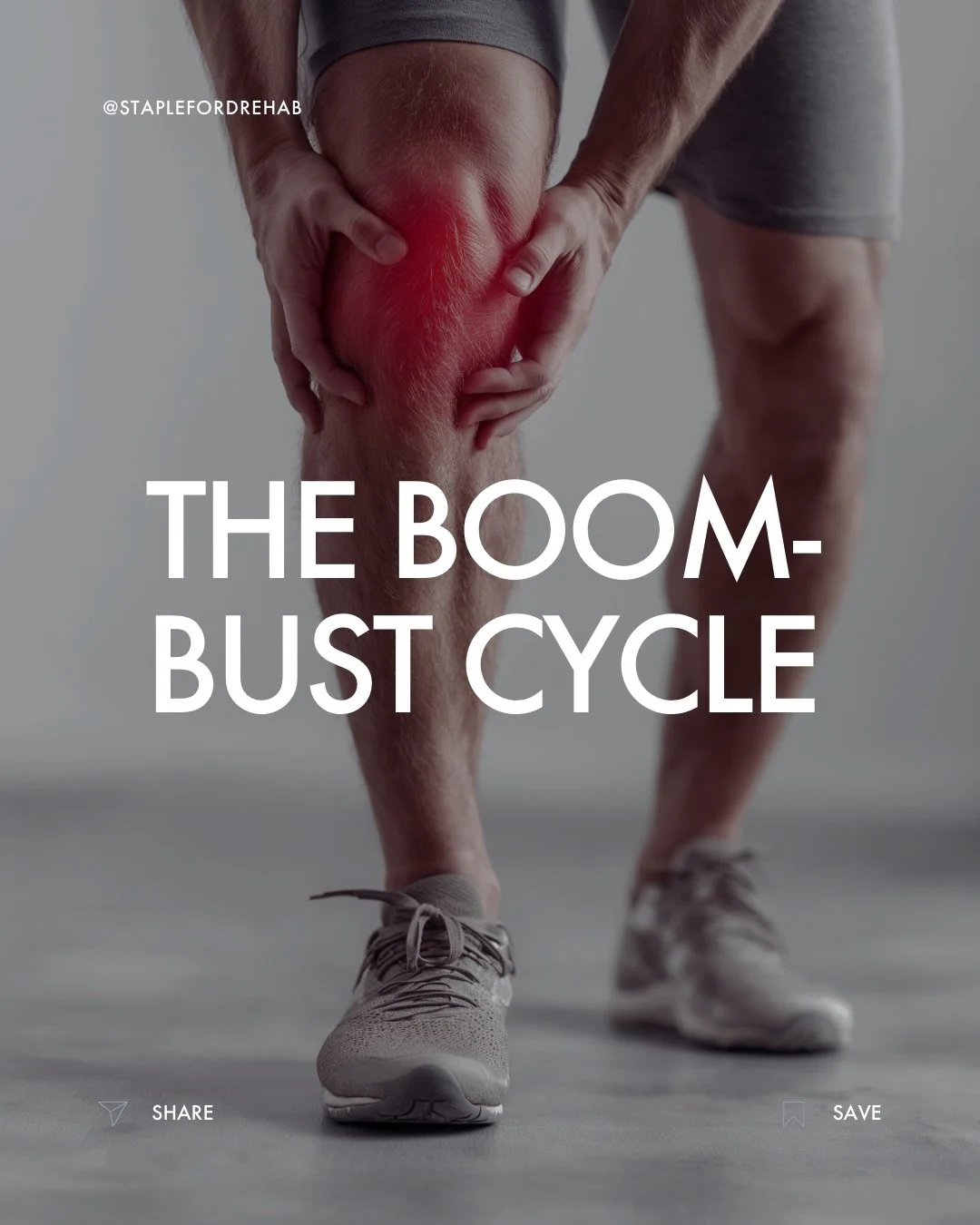 Have you ever started to feel better after an injury&hellip; only to experience a setback shortly after? 🤕➡️😩
&nbsp;
This pattern is extremely common in rehabilitation and is known as the boom&ndash;bust cycle 🔄
&nbsp;
The cycle often begins when 