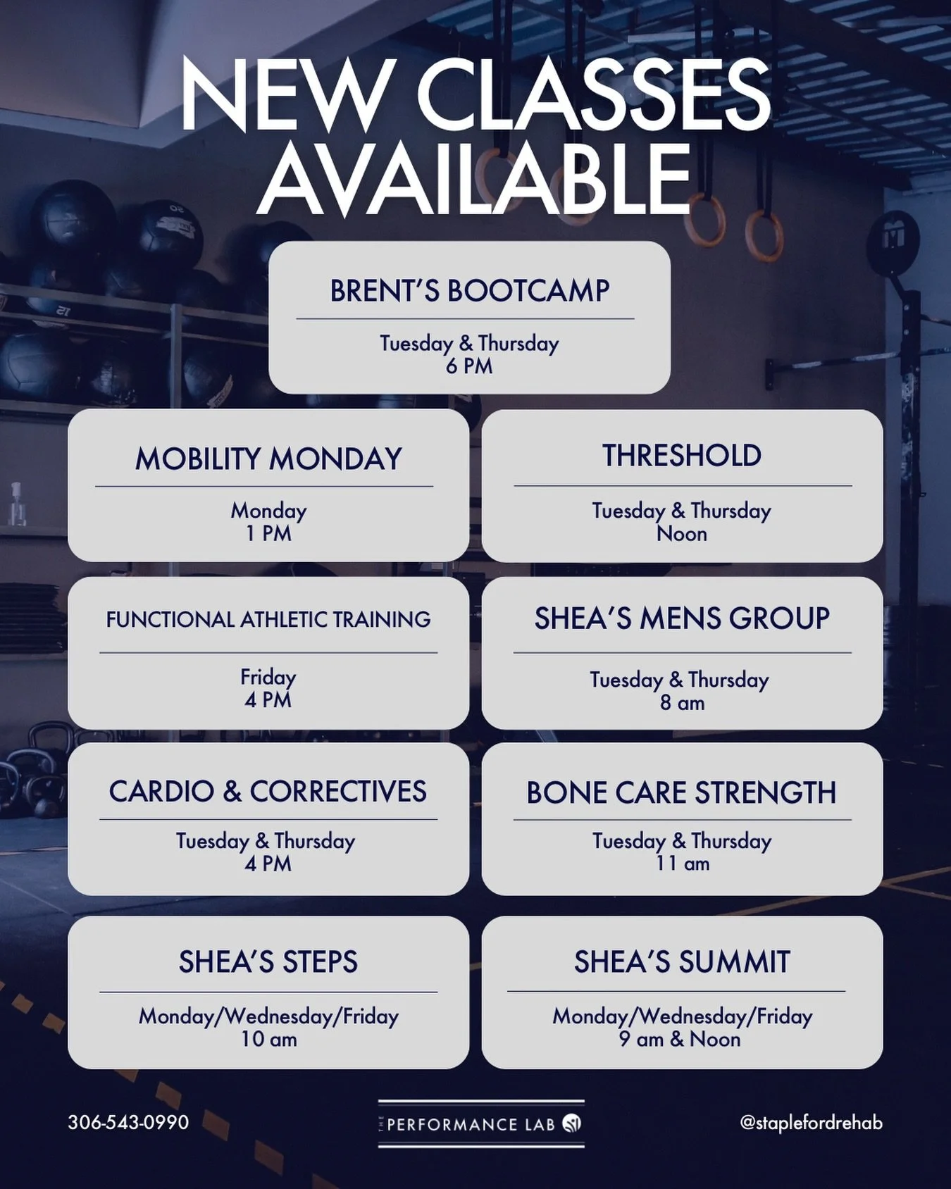 🚀 Check out the latest additions to The Performance Lab schedule!
&nbsp;
We&rsquo;ve added new classes designed to help you move better, train harder, and get real results. Whether you&rsquo;re just getting started or looking to level up your traini
