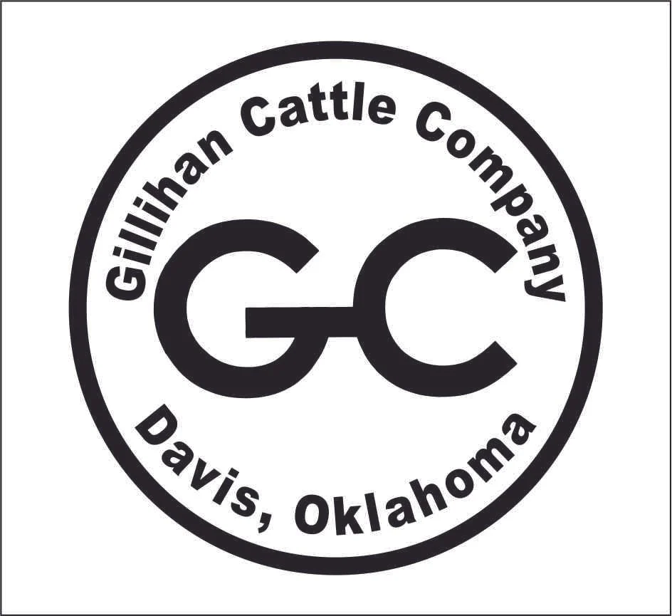 Logo of Gillihan Cattle Company in Davis, Oklahoma, featuring the initials 'GC' inside a circle.