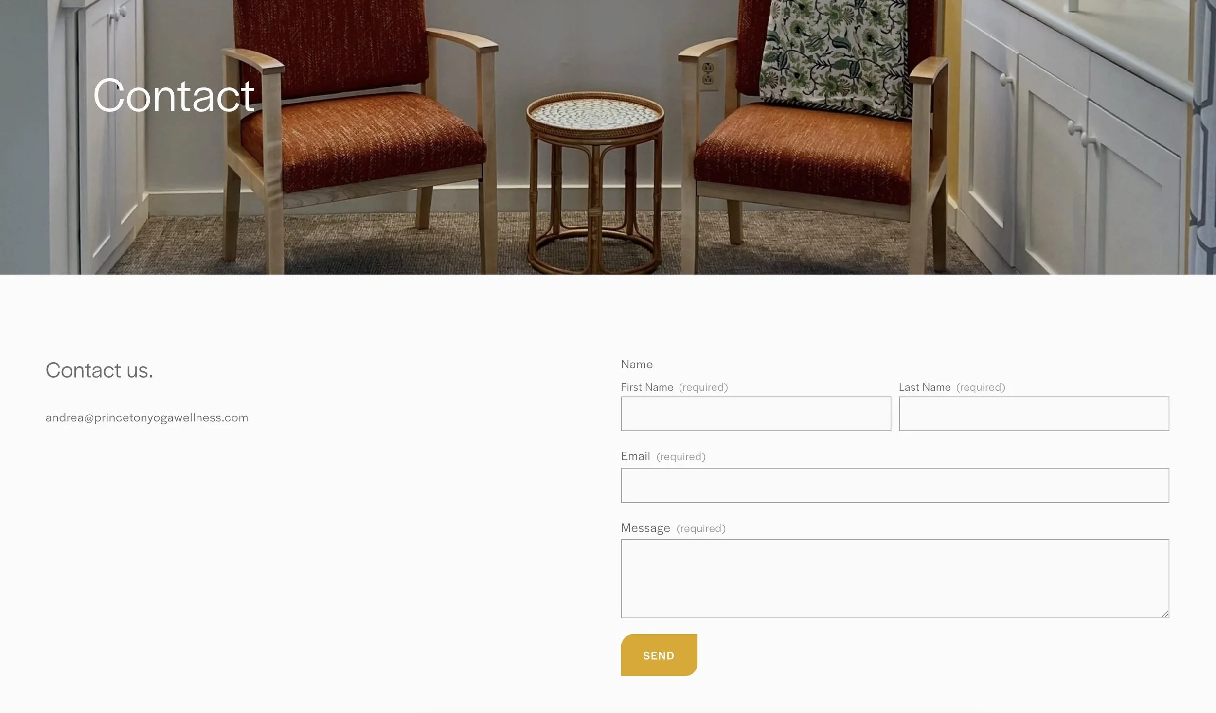 Princeton Yoga & Wellness website screenshot