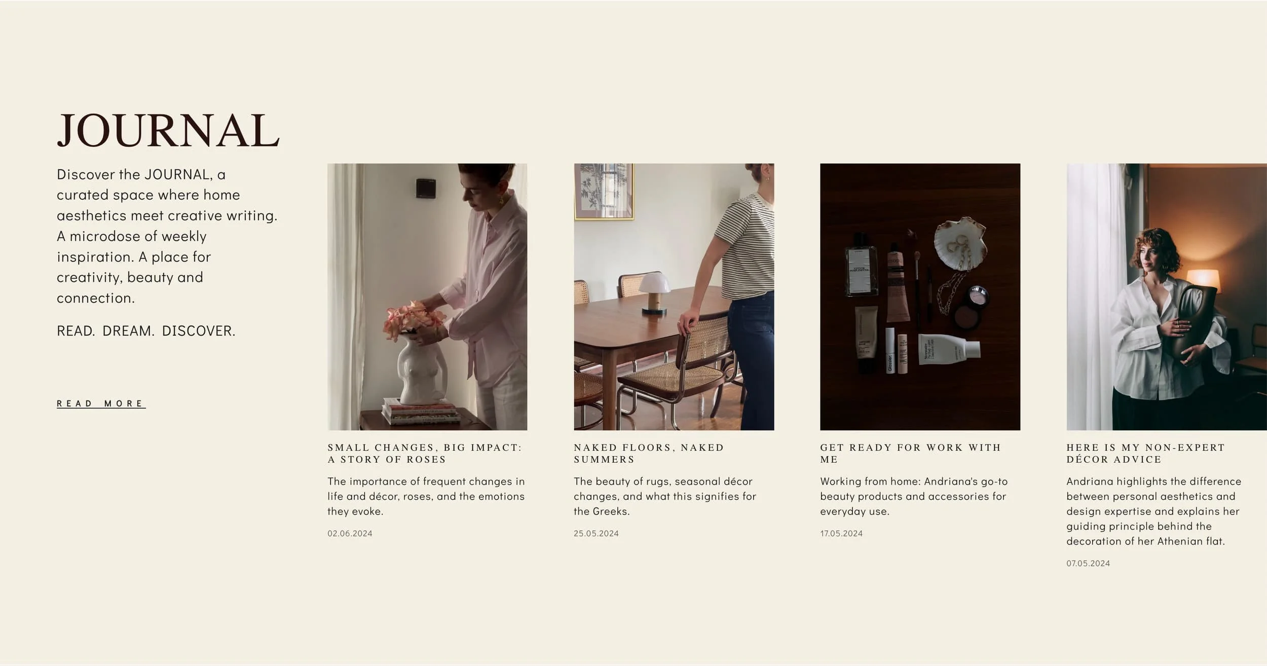 Blog webpage dedicated to home aesthetics and creative writing