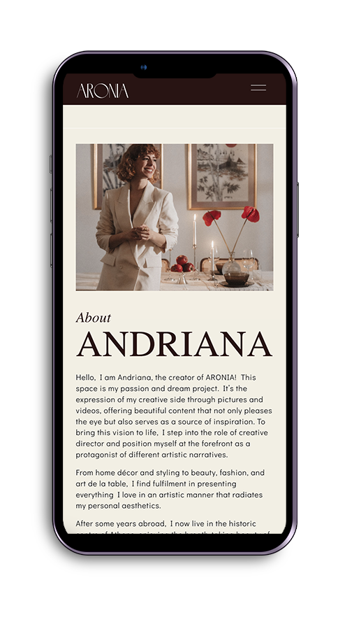 Smartphone displaying a website page