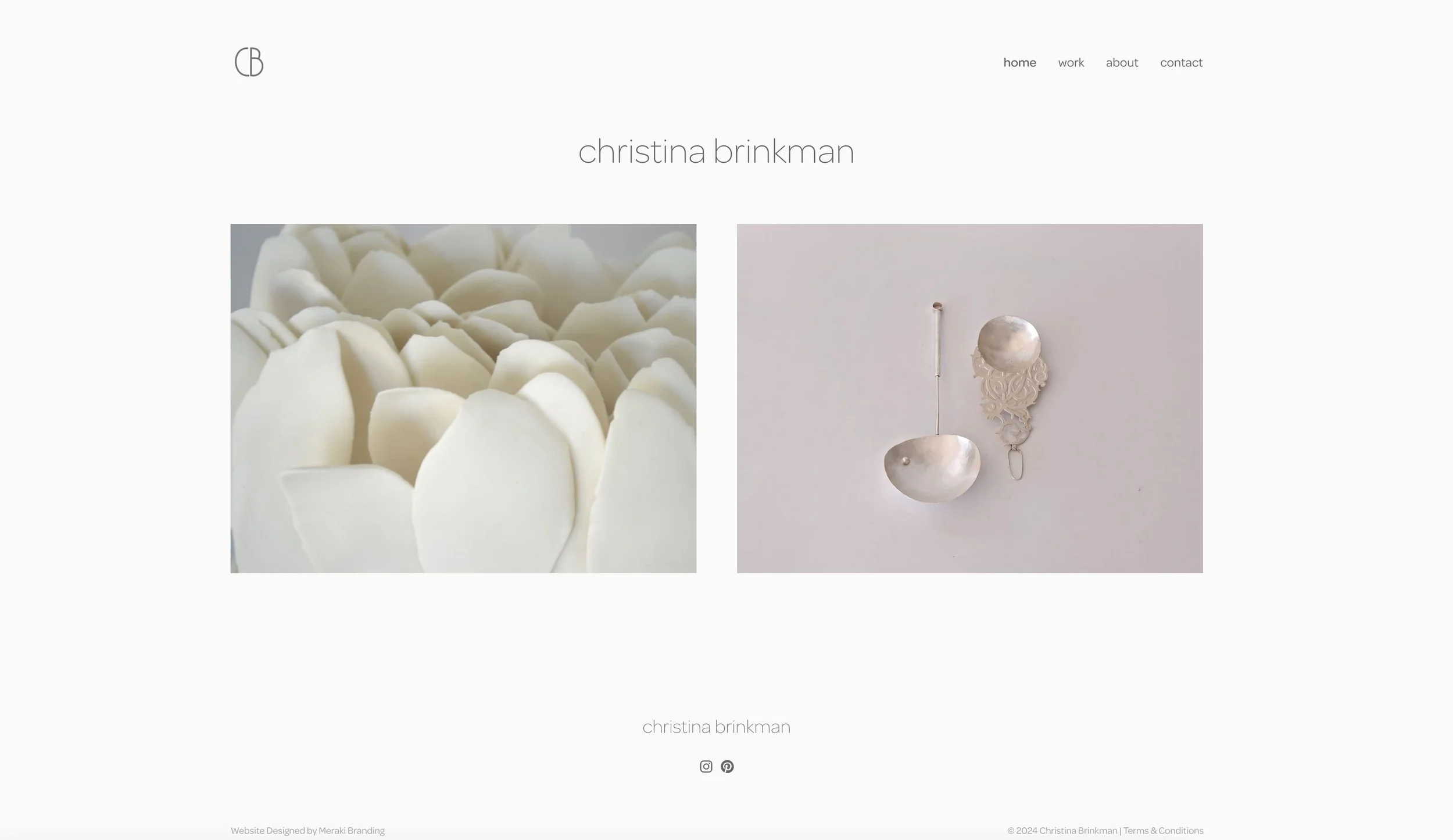 Minimalist white website design for artworks