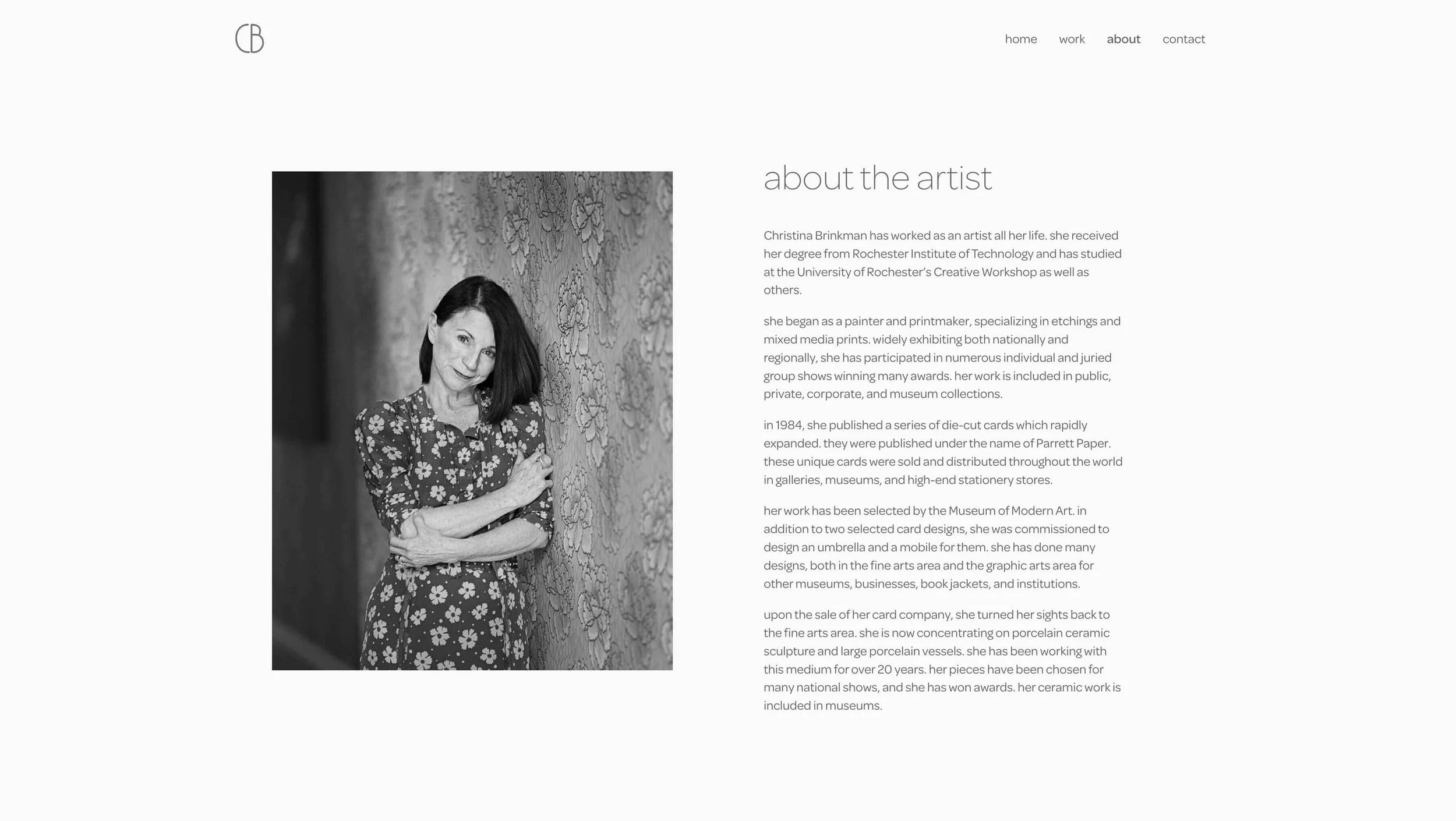 Website design displaying a woman in a dress