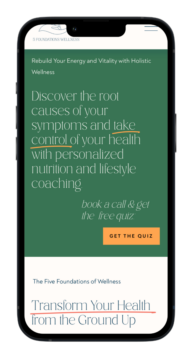 Five Foundations Wellness website mobile view