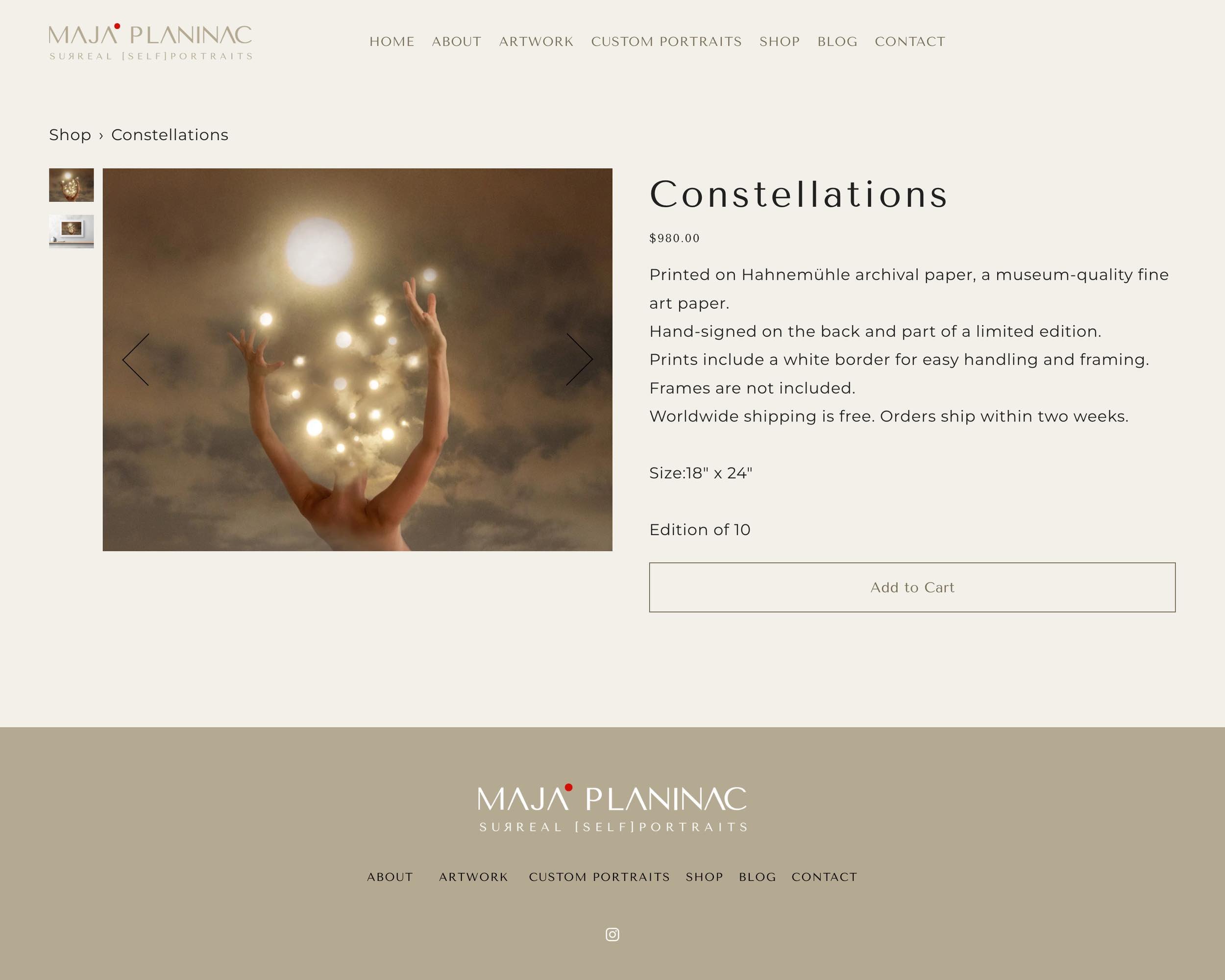 Maja Planinac website design visual