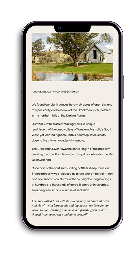 Interior designer identity website mobile optimization