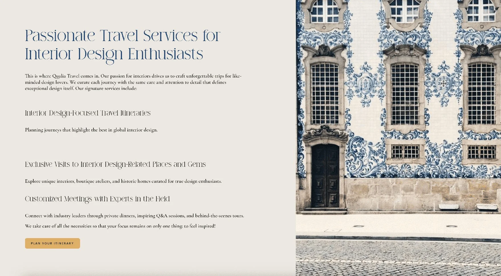 Qualia Travel website design