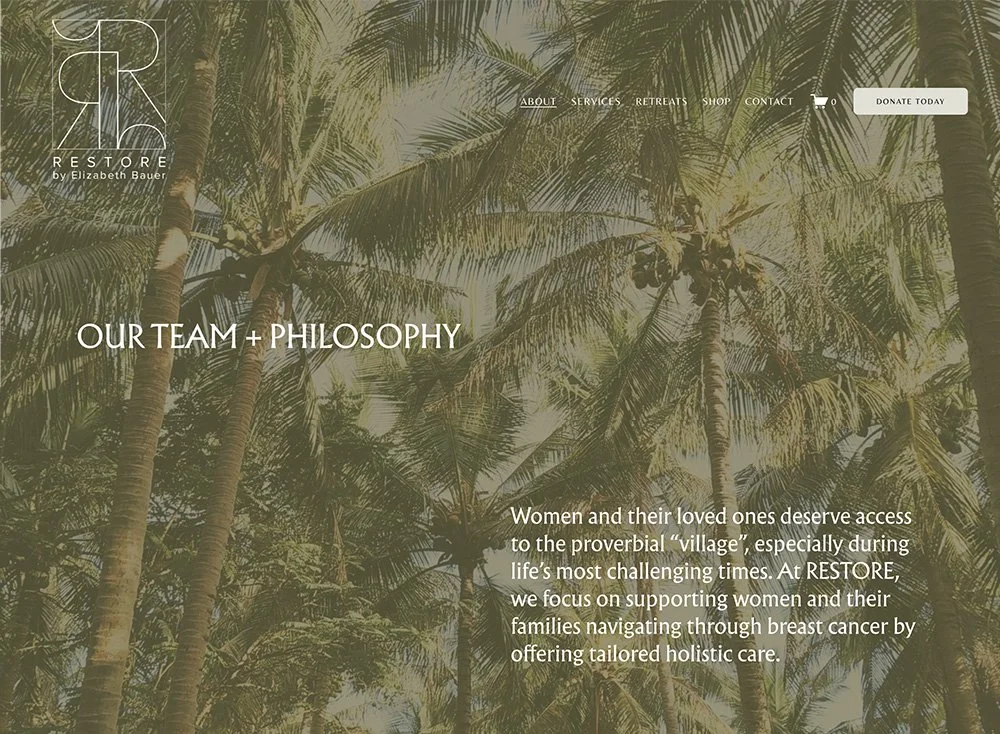 Restore by Elizabeth Bauers website design