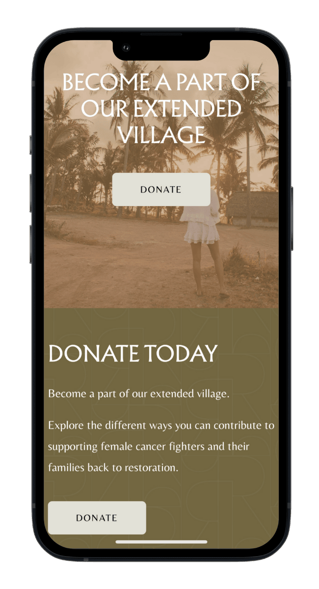 Phone mockup of Restore by Elizabeth Bauers mobile website design