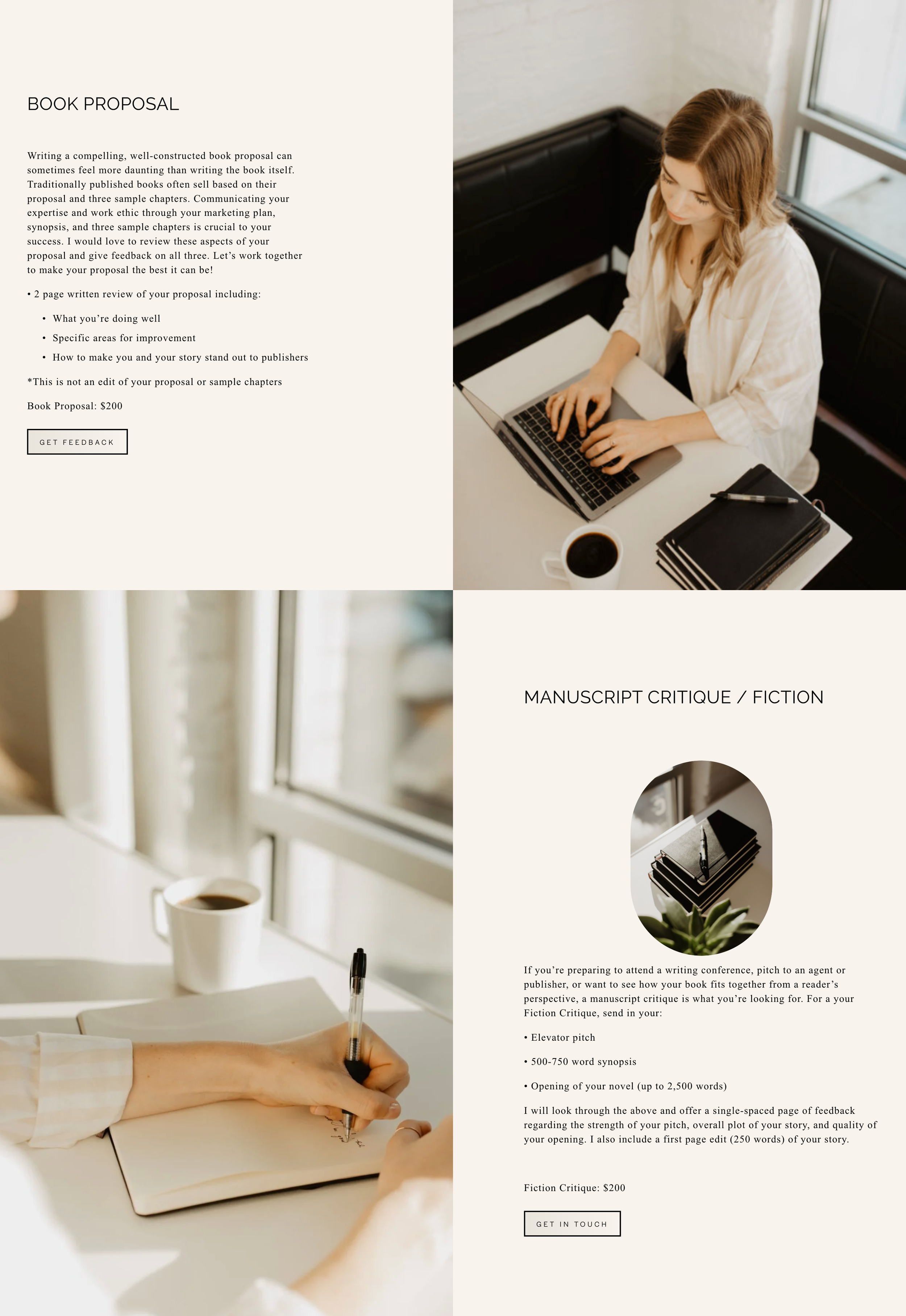 Sarah Rexford website layout