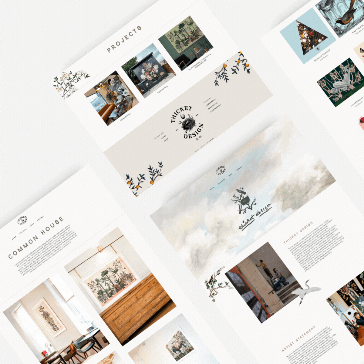 Website layouts for Thicket Design