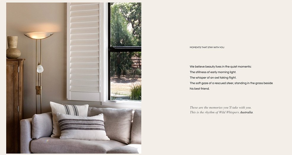 Wild Whispers website design visual