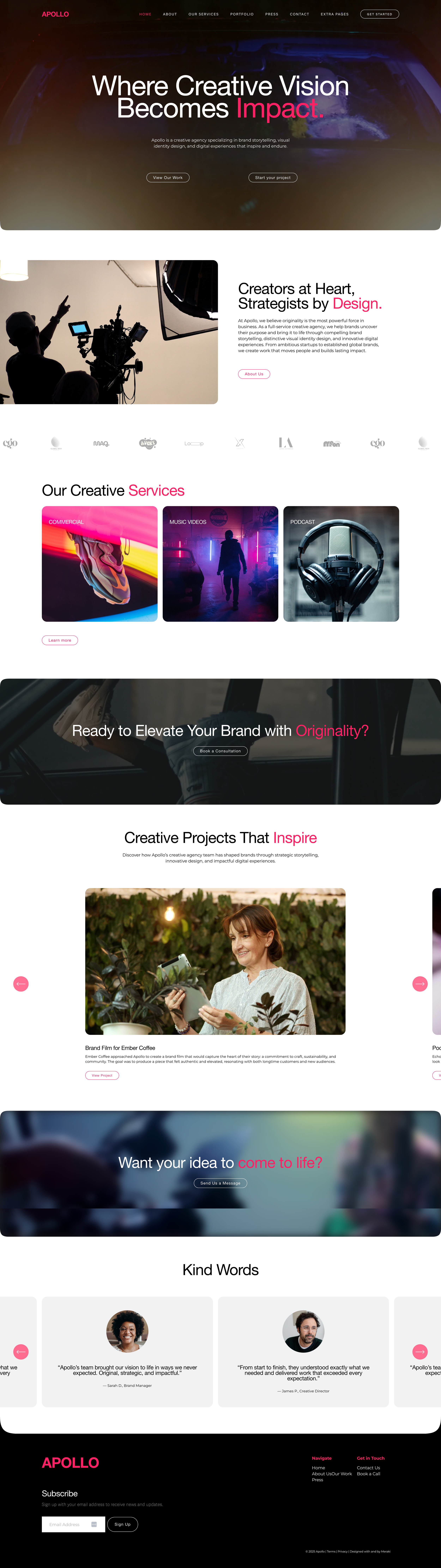 Image of Apollo semi-custom template homepage