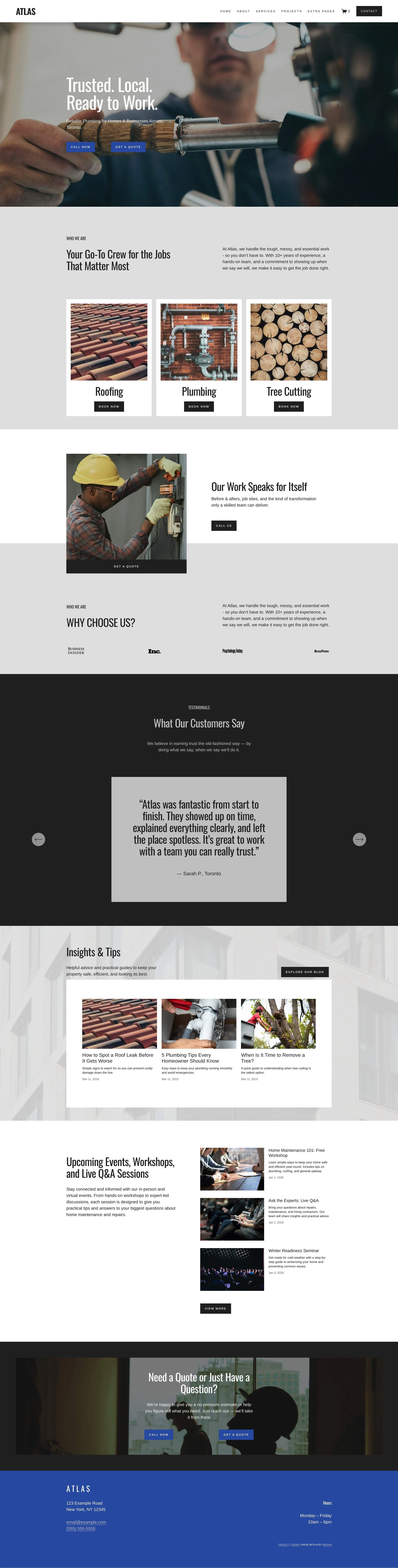 Image of Atlas semi-custom template homepage