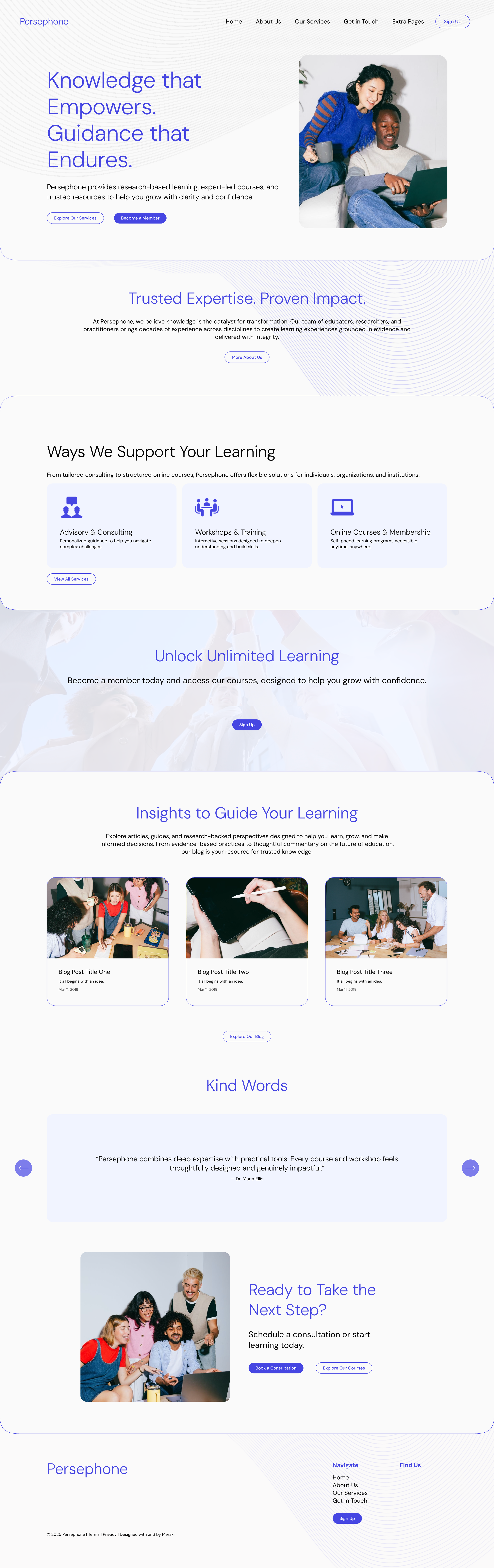 Image of Persephone semi-custom template homepage