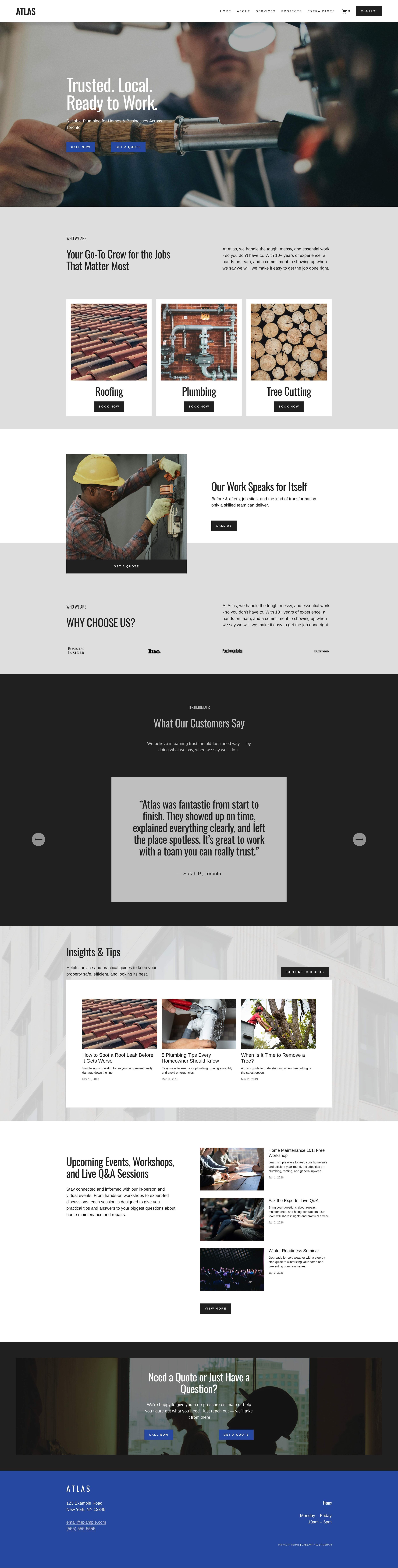 Image of Atlas semi-custom template homepage