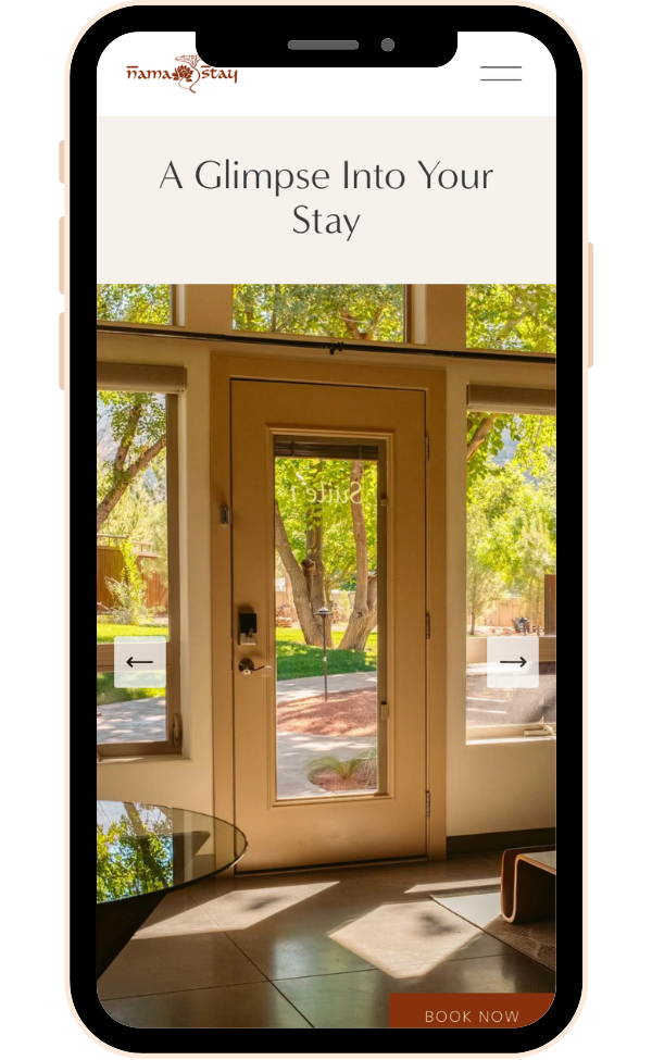 Nama-Stay website mobile view