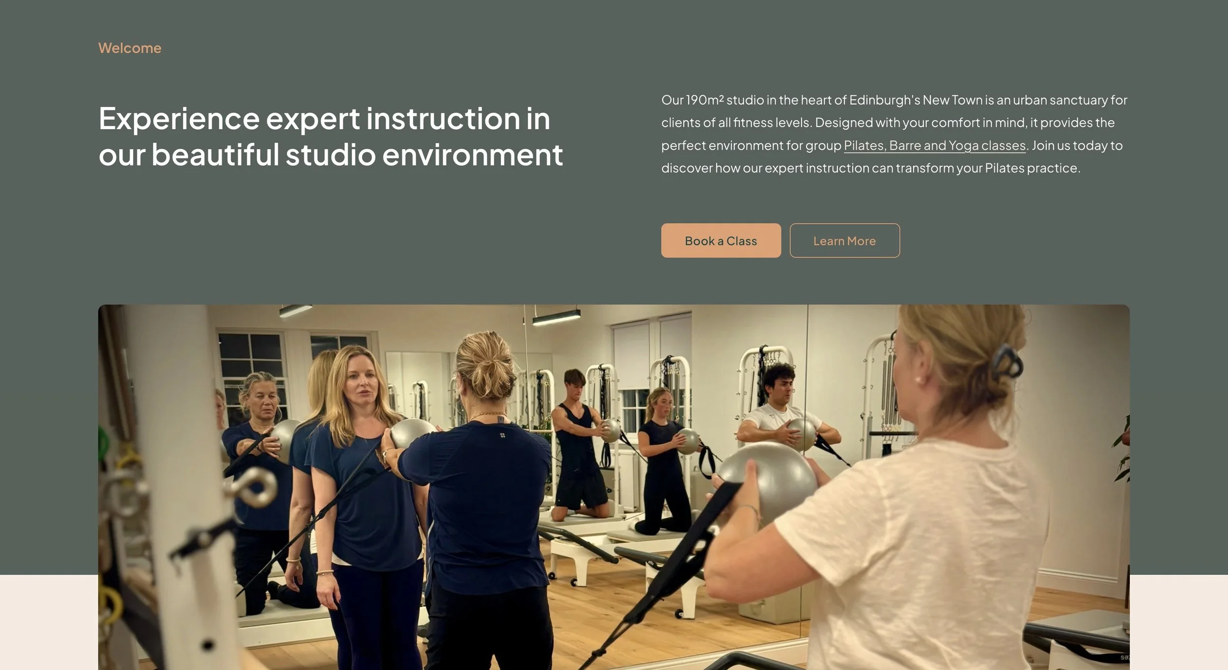 Luma Pilates website screenshot