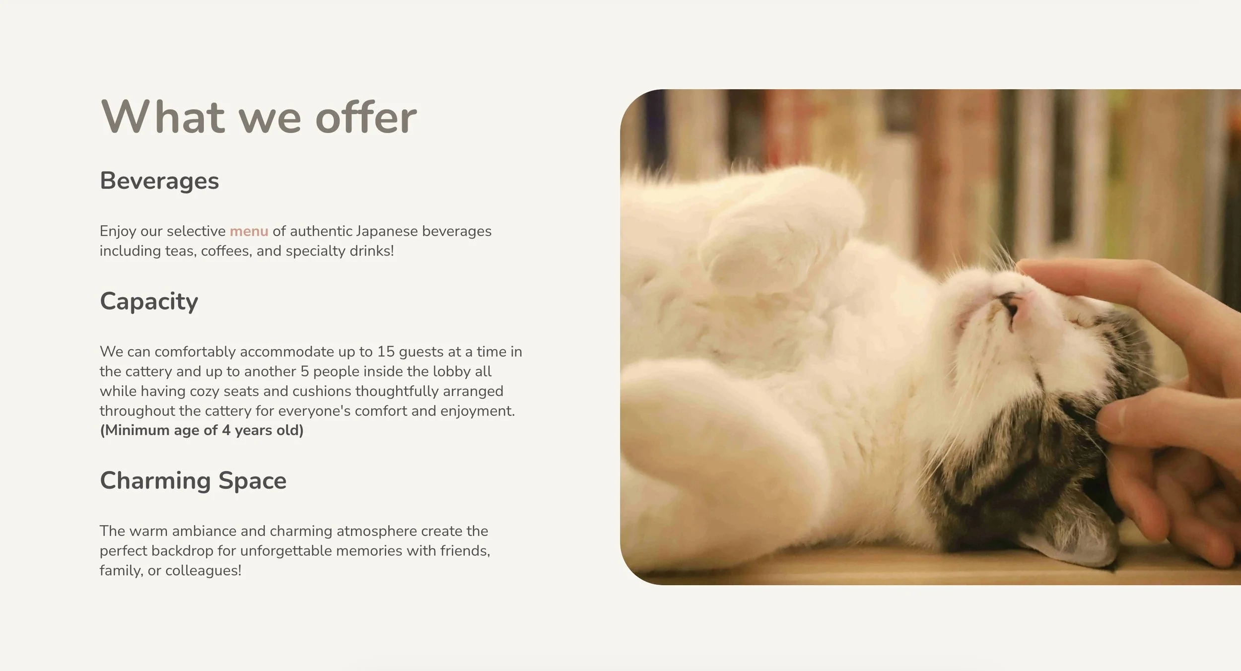 Kokoro Cat Café website screenshot