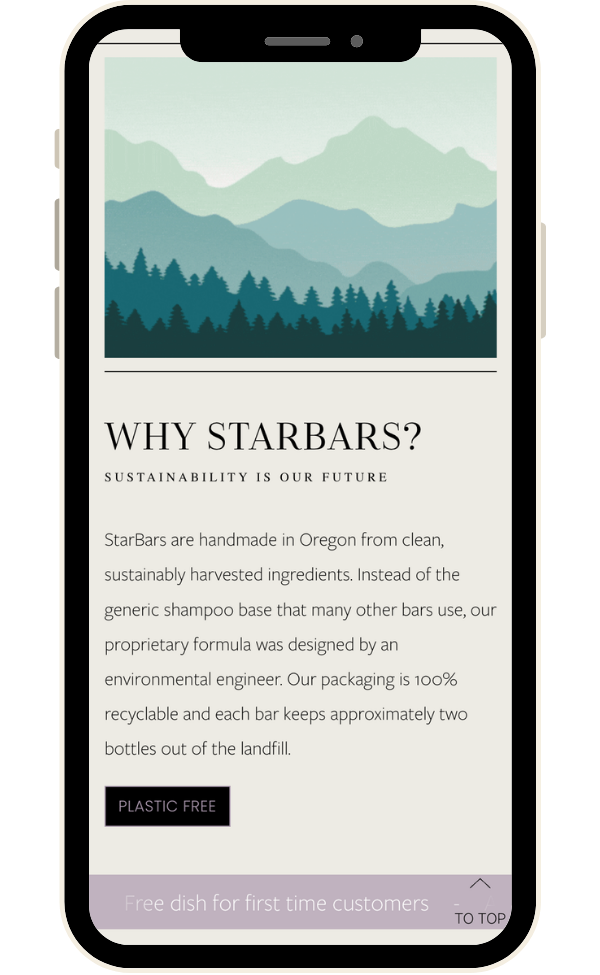 Starbars website mobile view