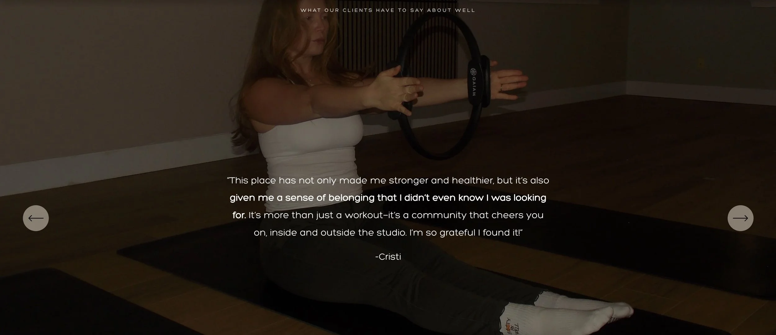 The Well Studio Yoga website screenshot