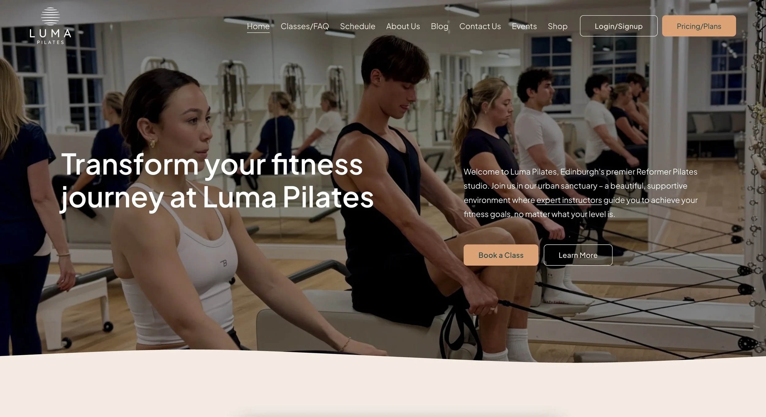 Luma Pilates website screenshot