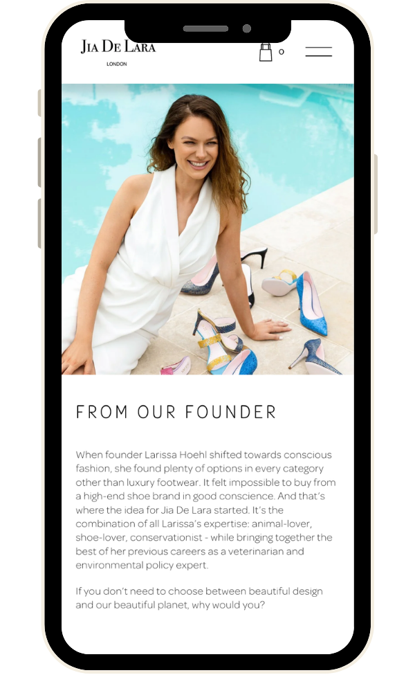 Jia De Lara website mobile view