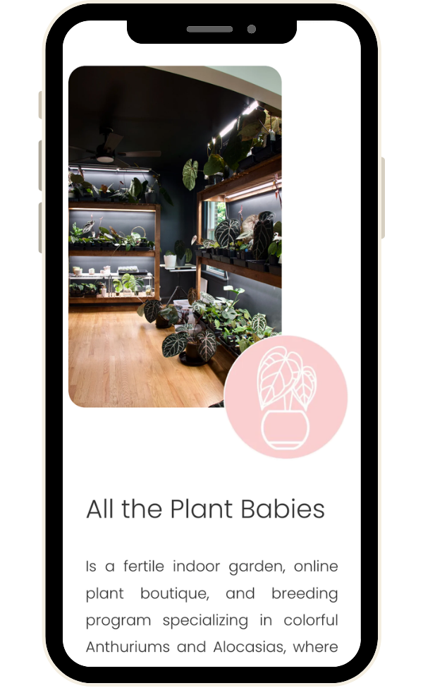 All the plant babies website mobile view