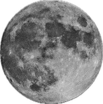 Photo of the full moon against a black night sky.