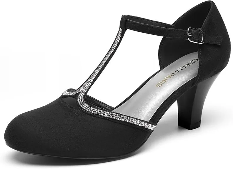 Women's Mary Jane Pumps Close Toe Dress Heels Comfortable Dress Court Shoes for Women