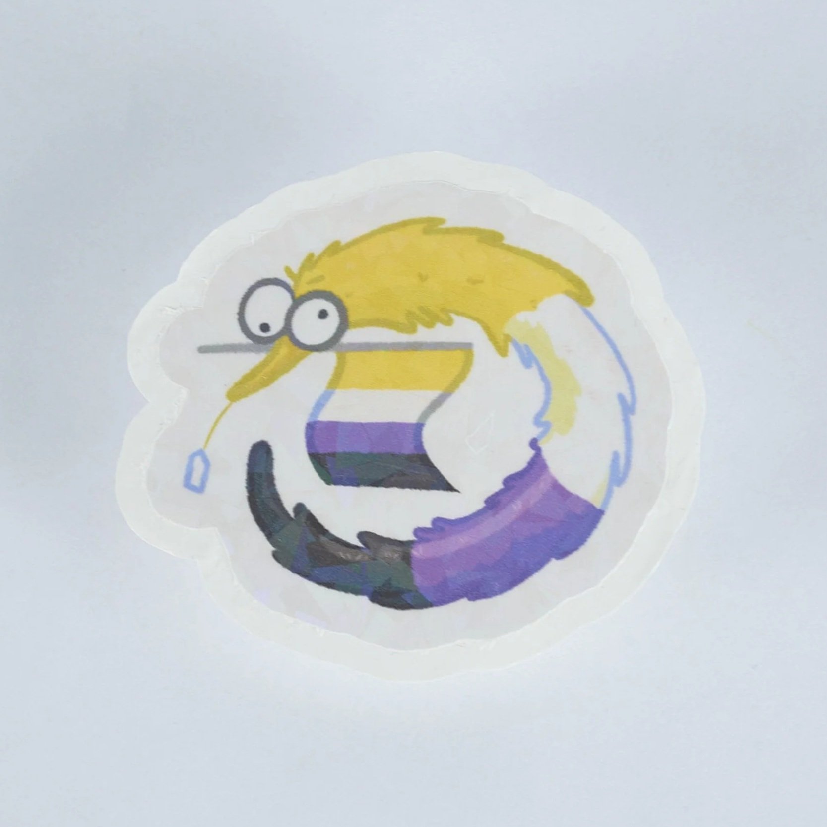 Non-Binary Pride Worm on a String Holographic Sticker